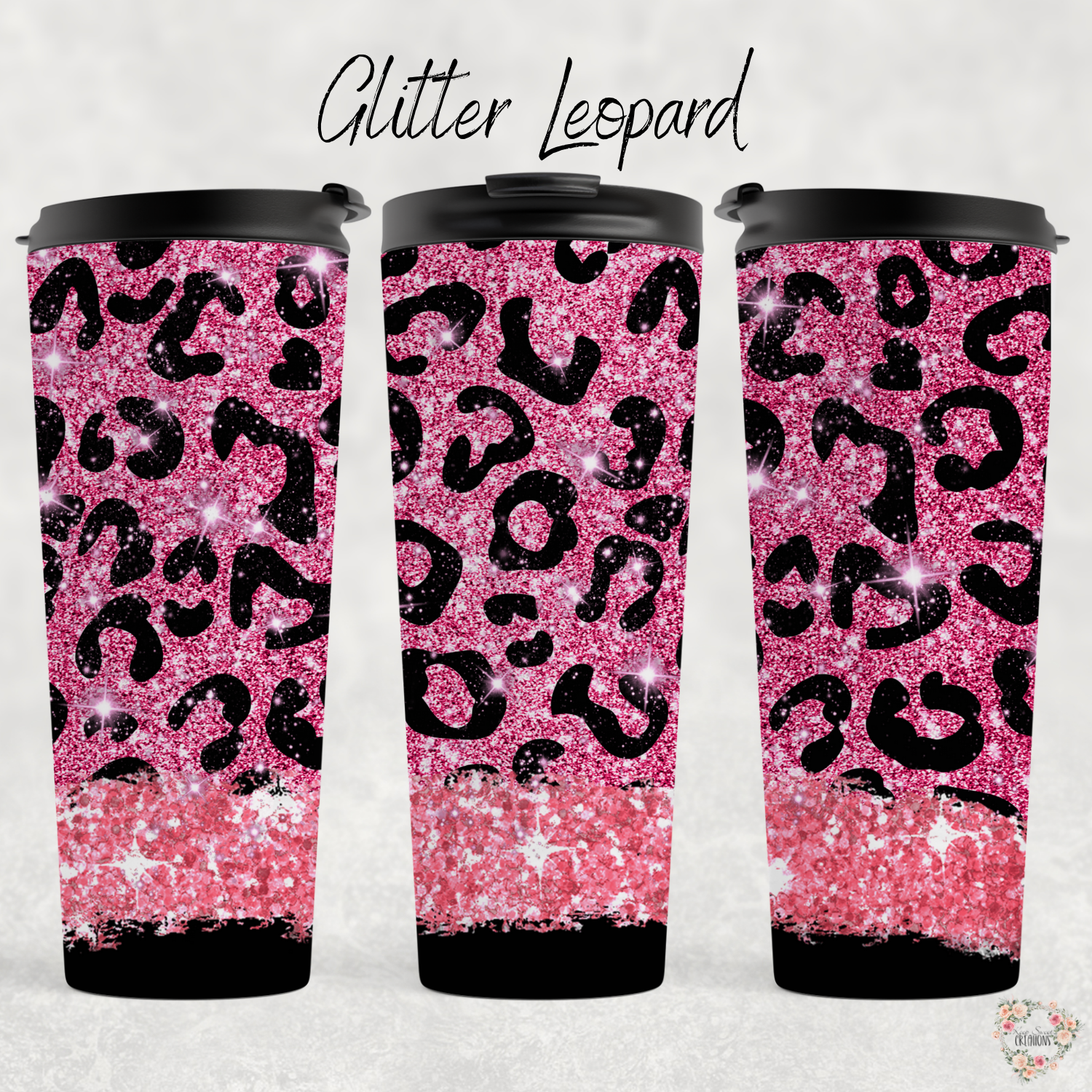 Leopard print glitter Tumbler – glam drinkware
