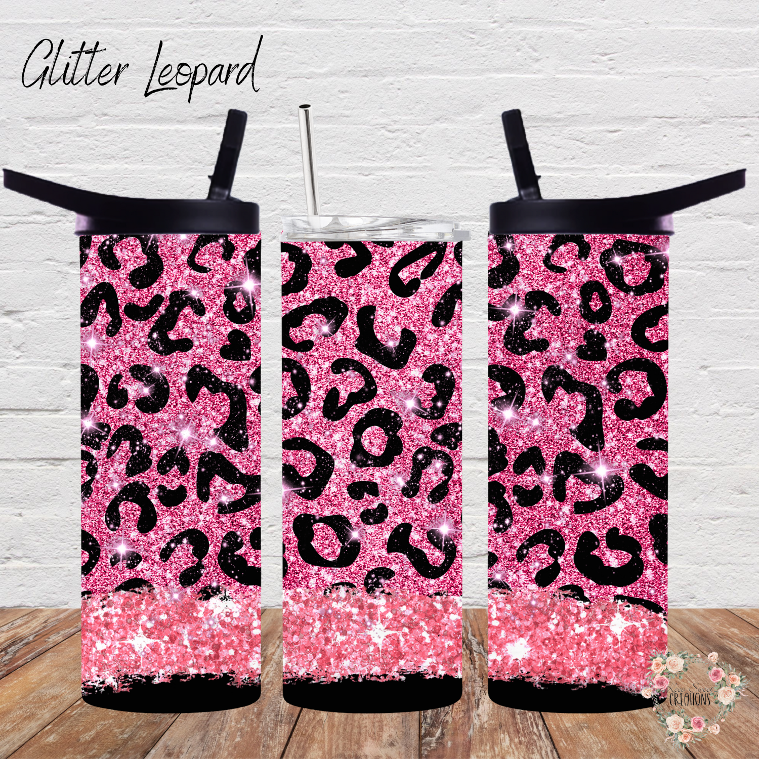 Leopard print glitter Tumbler – glam drinkware