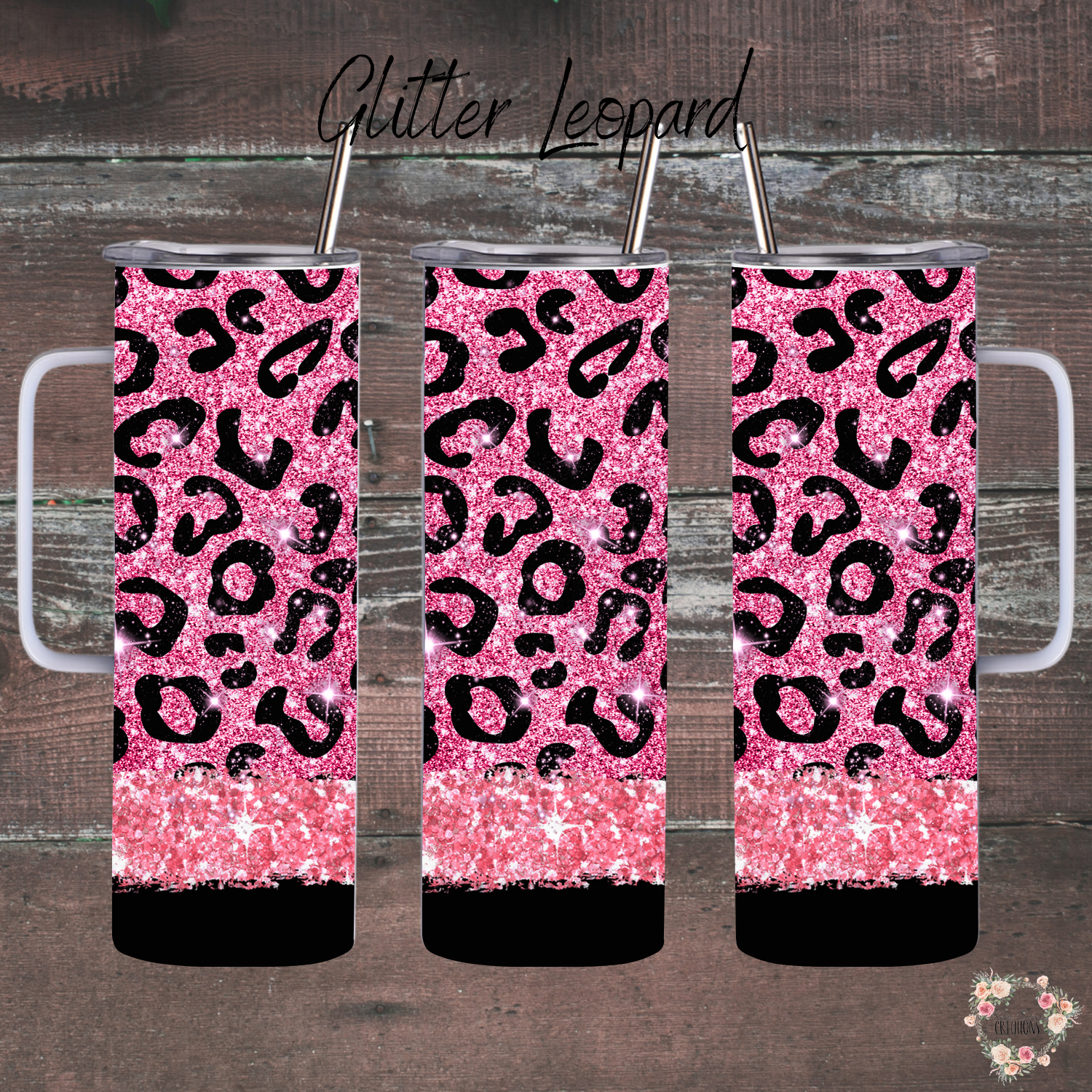 Leopard print glitter Tumbler – glam drinkware