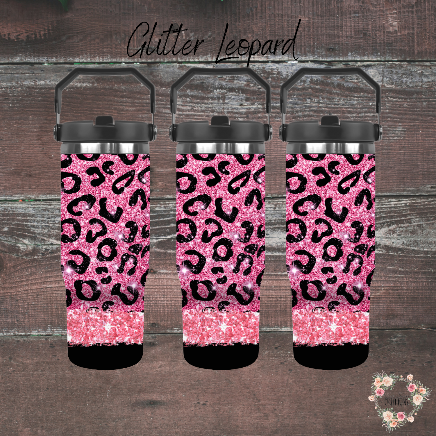 Leopard print glitter Tumbler – glam drinkware