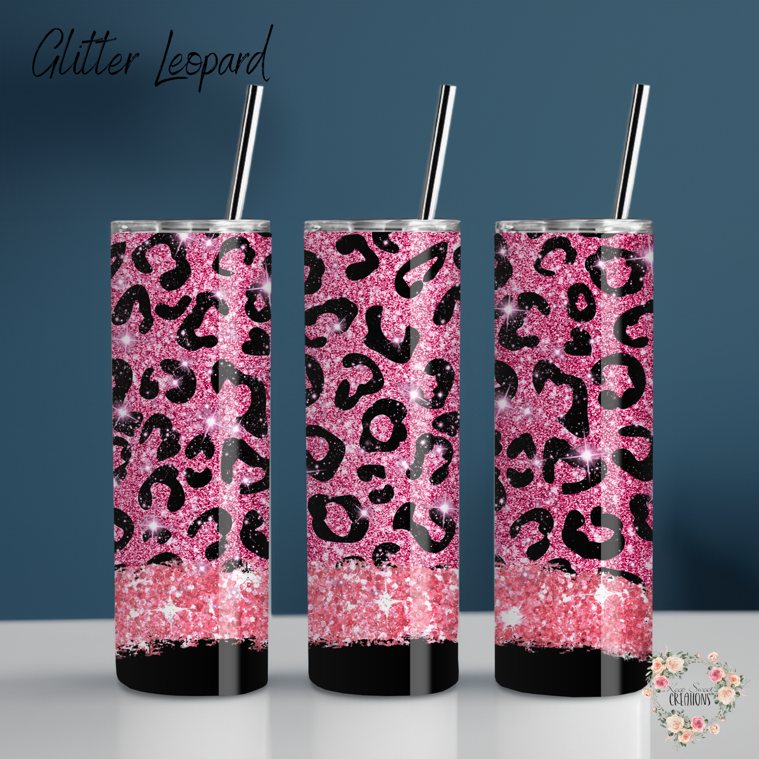 Leopard print glitter Tumbler – glam drinkware