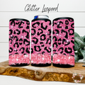 Glitter Leopard Glam Tumbler Collection – Pink Sparkle Leopard Print Drinkware (11–40 oz)
