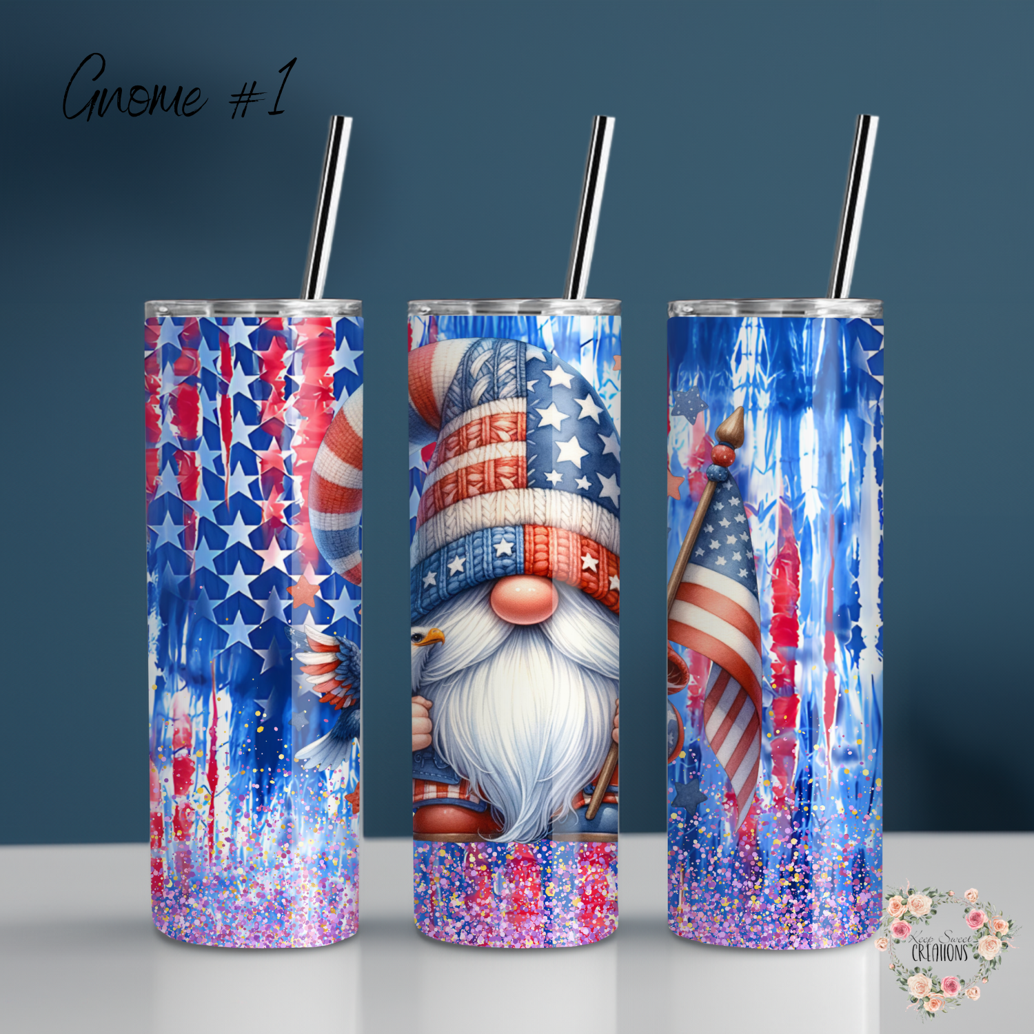 Patriotic Gnome Cup | Red White & Blue USA Drinkware - (Gnome #1) Tumbler