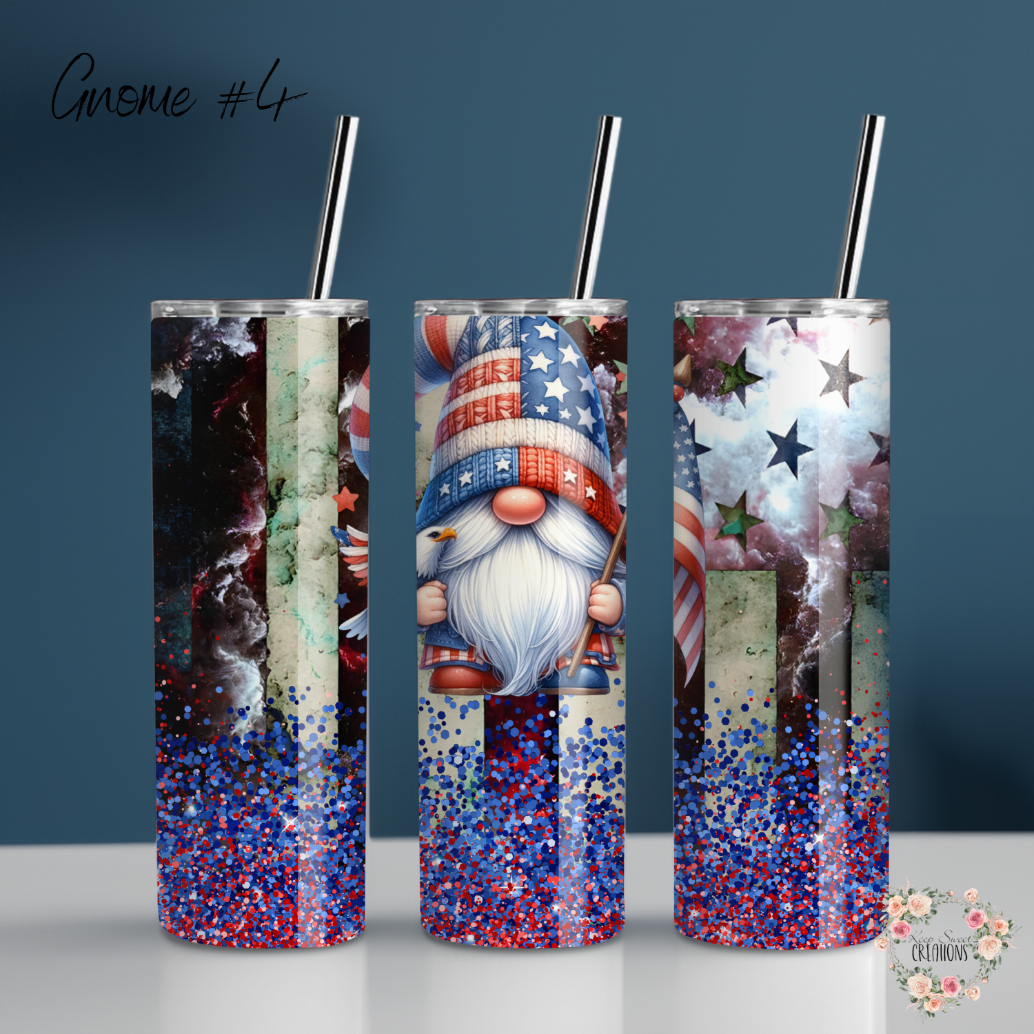 Patriotic Tumbler – American Flag Gnome Cup with Stars & Stripes - (Gnome #4) Tumbler