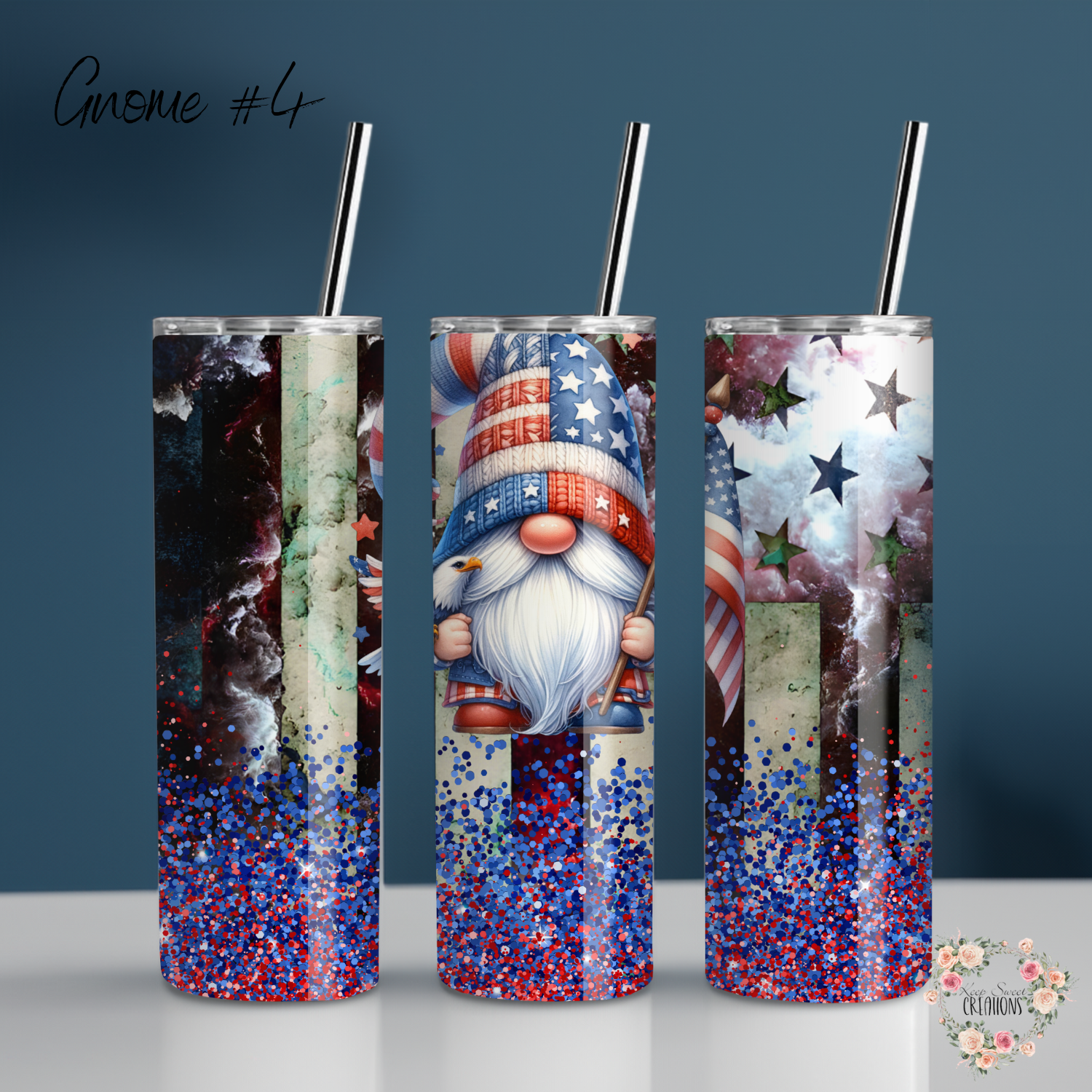 Patriotic Tumbler – American Flag Gnome Cup with Stars & Stripes - (Gnome #4) Tumbler
