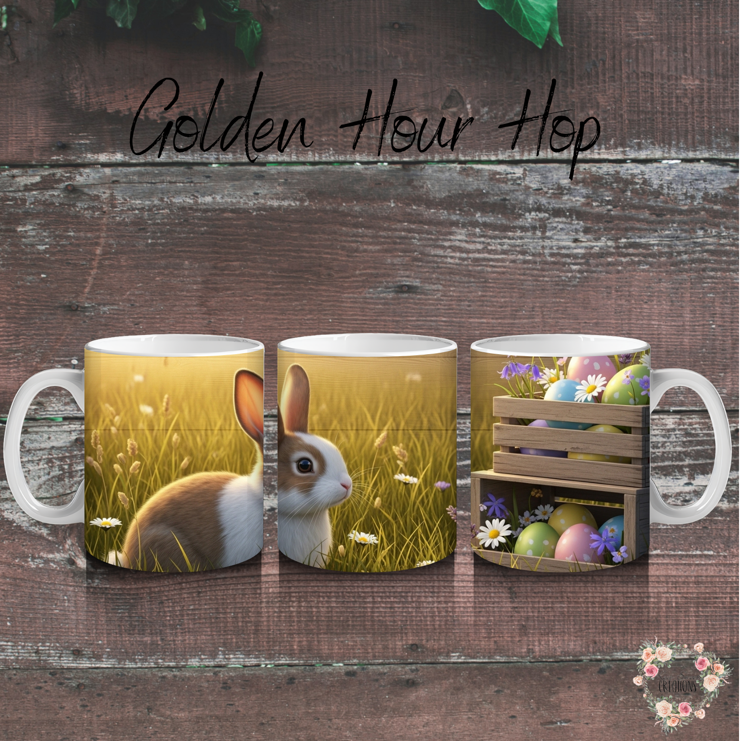 Golden Hour Hop Tumbler | Rustic Sunset Easter Bunny Cup (11–32 oz)