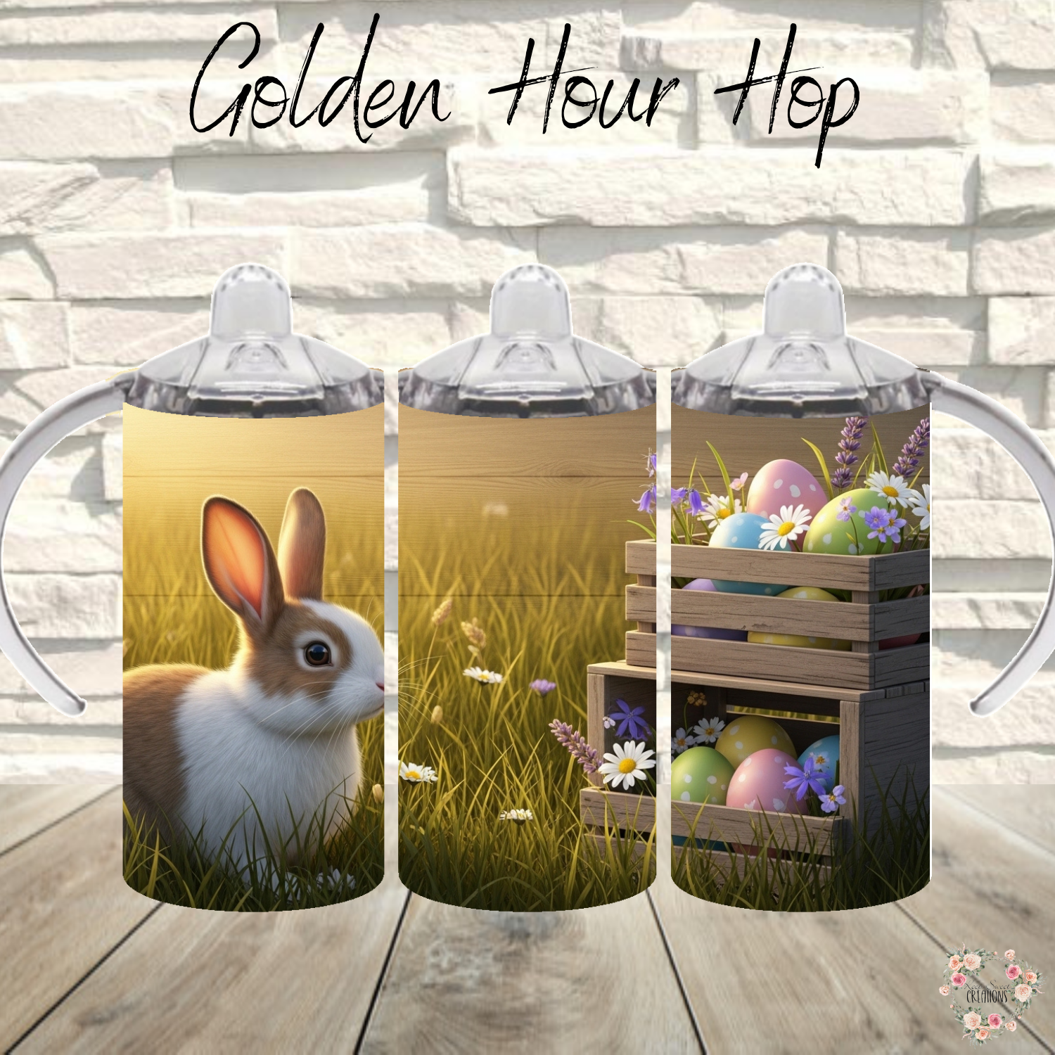 Golden Hour Hop Tumbler | Rustic Sunset Easter Bunny Cup (11–32 oz)