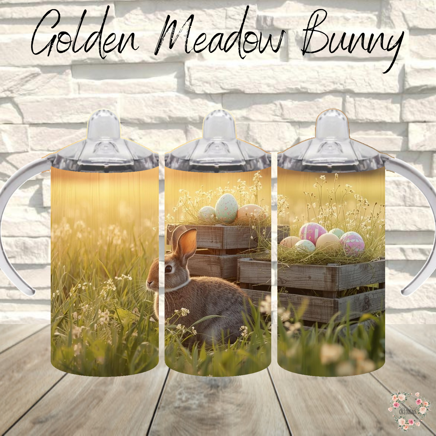 Golden Meadow Bunny Tumbler | Rustic Easter Bunny Sunset Cup (11–32oz)