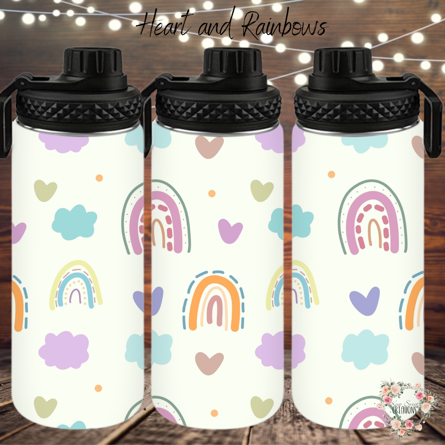 Teacher Tumbler – Hearts & Rainbows Design