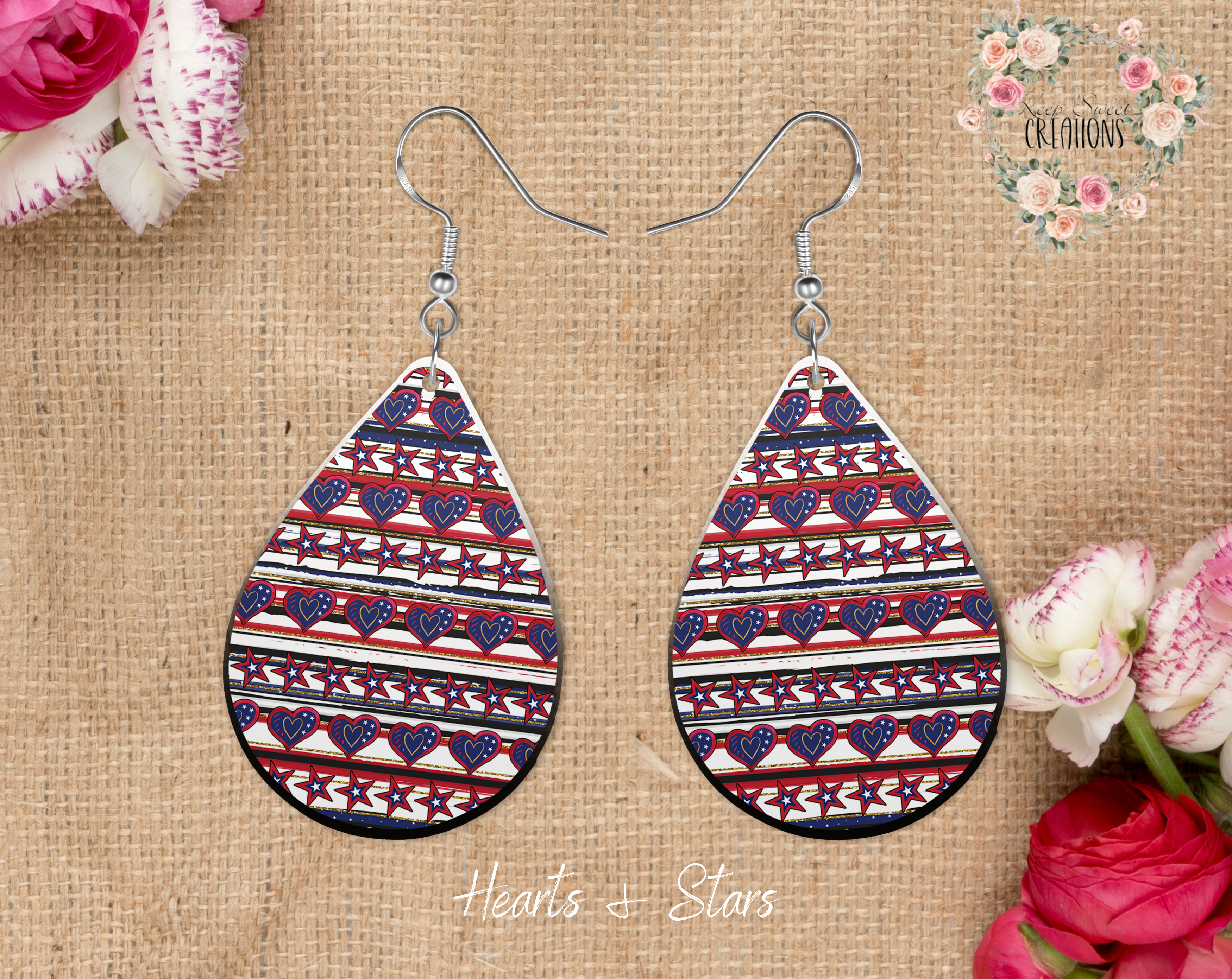 Patriotic Teardrop Earrings – American Flag Dangle Jewelry