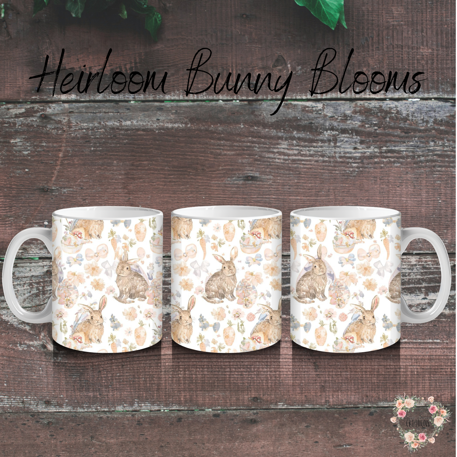 Heirloom Bunny Blooms Tumbler | Vintage Floral Easter Bunny Cup (11–32oz)