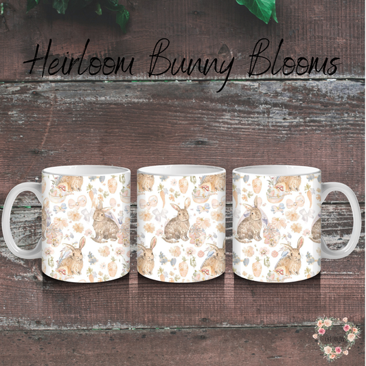Heirloom Bunny Blooms Tumbler | Vintage Floral Easter Bunny Cup (11–32oz)