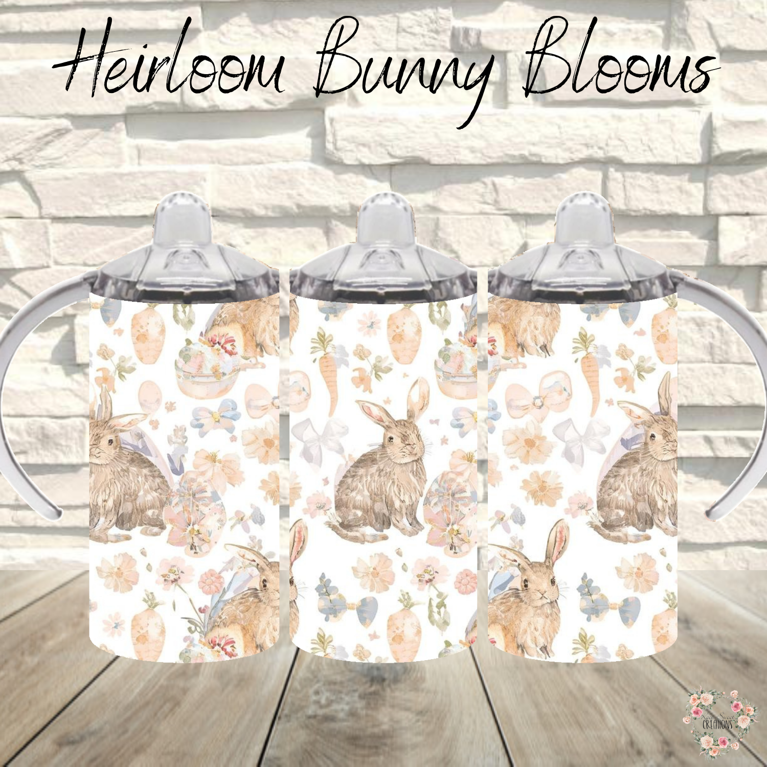 Heirloom Bunny Blooms Tumbler | Vintage Floral Easter Bunny Cup (11–32oz)