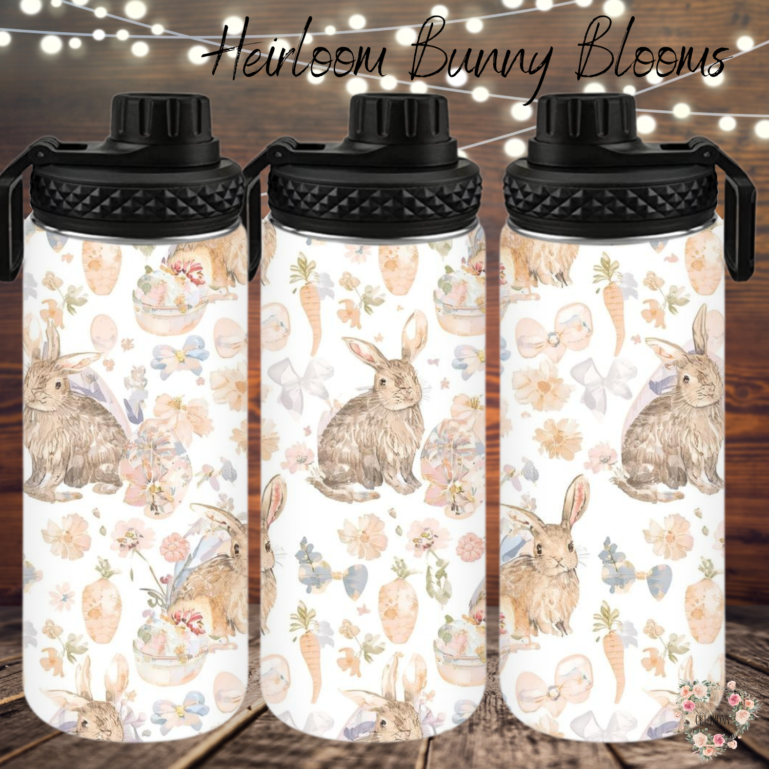 Heirloom Bunny Blooms Tumbler | Vintage Floral Easter Bunny Cup (11–32oz)
