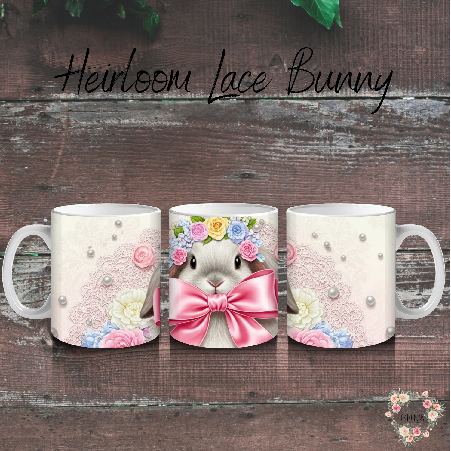 Heirloom Lace Bunny Tumbler | Vintage Coquette Easter Floral Cup (11–32oz)