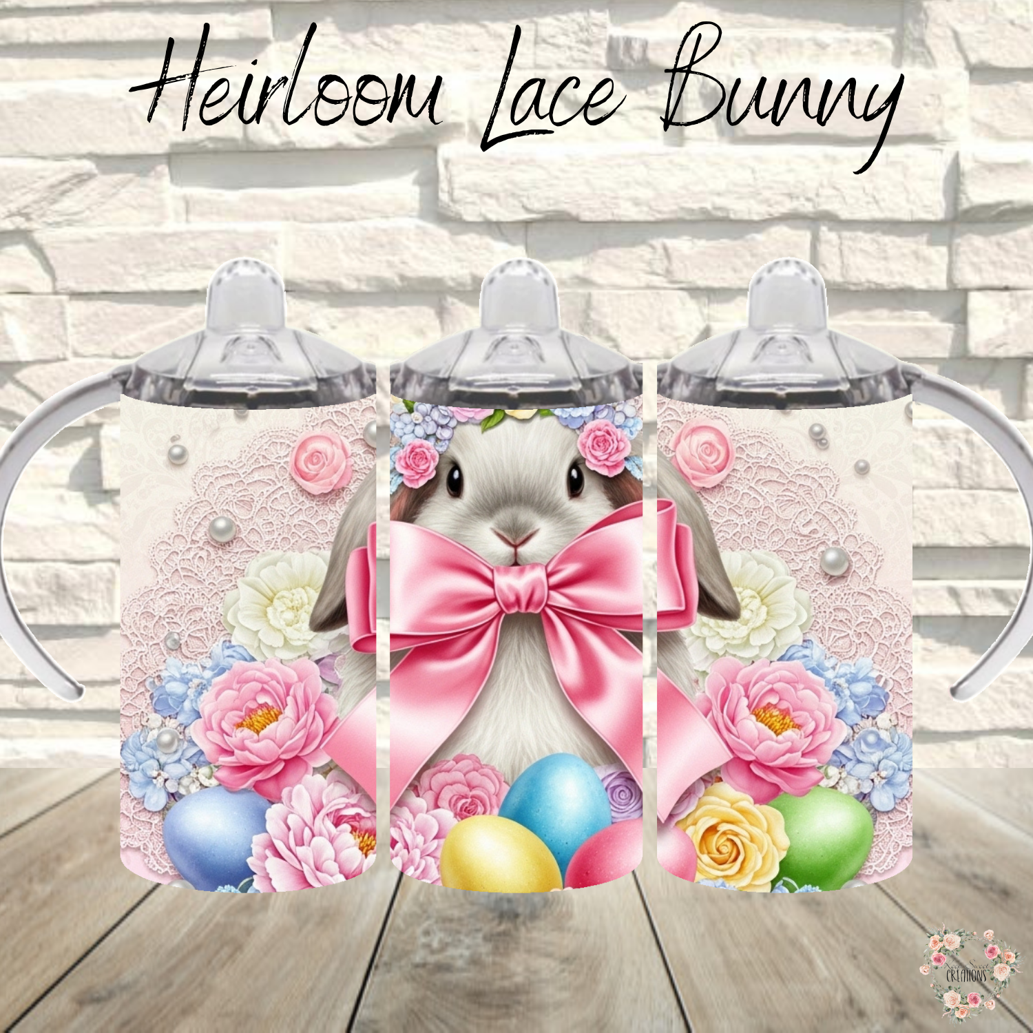 Heirloom Lace Bunny Tumbler | Vintage Coquette Easter Floral Cup (11–32oz)