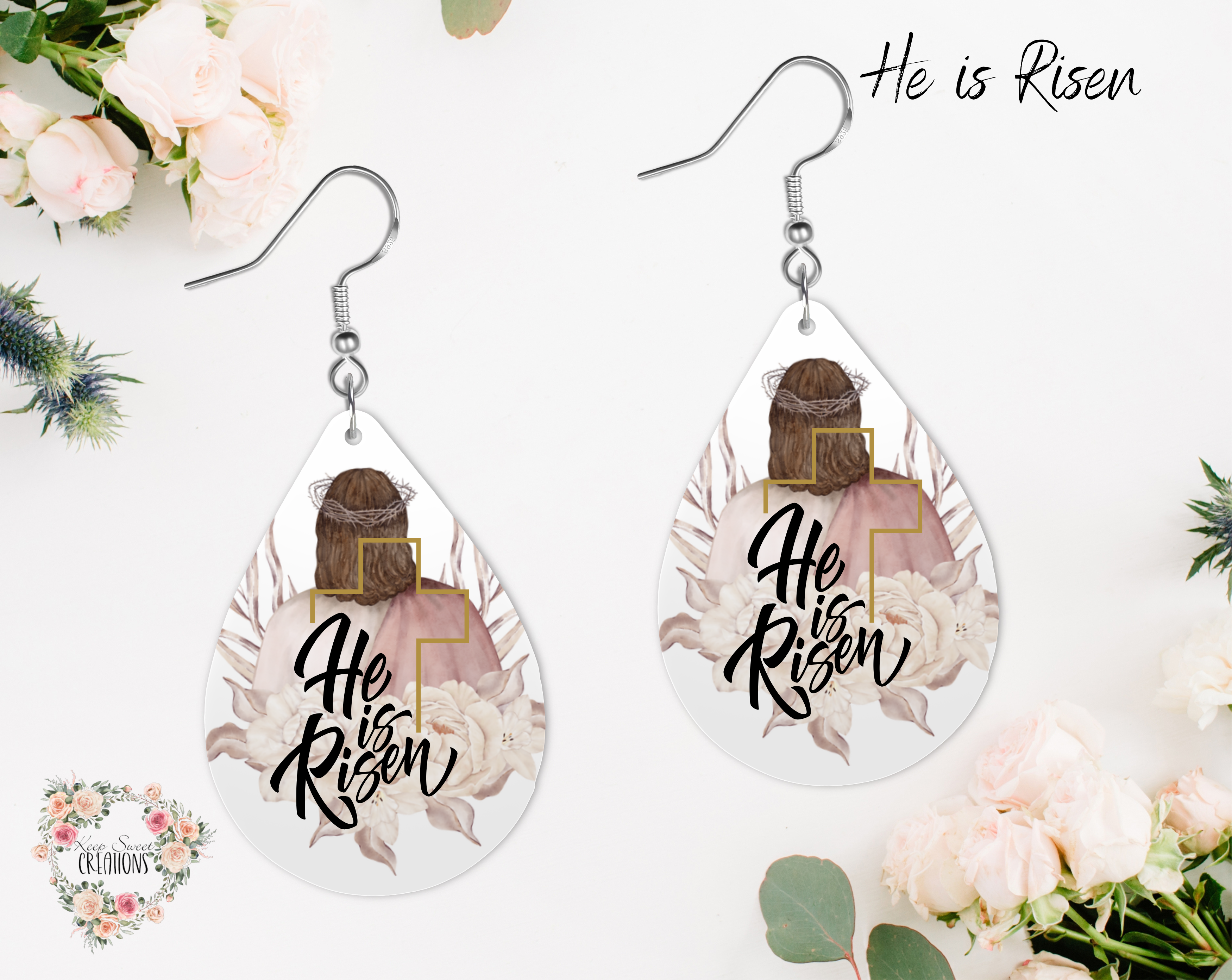 Easter Teardrop Earrings – Bunny, Cross & Floral Designs | Spring Teardrop Jewelry Collection