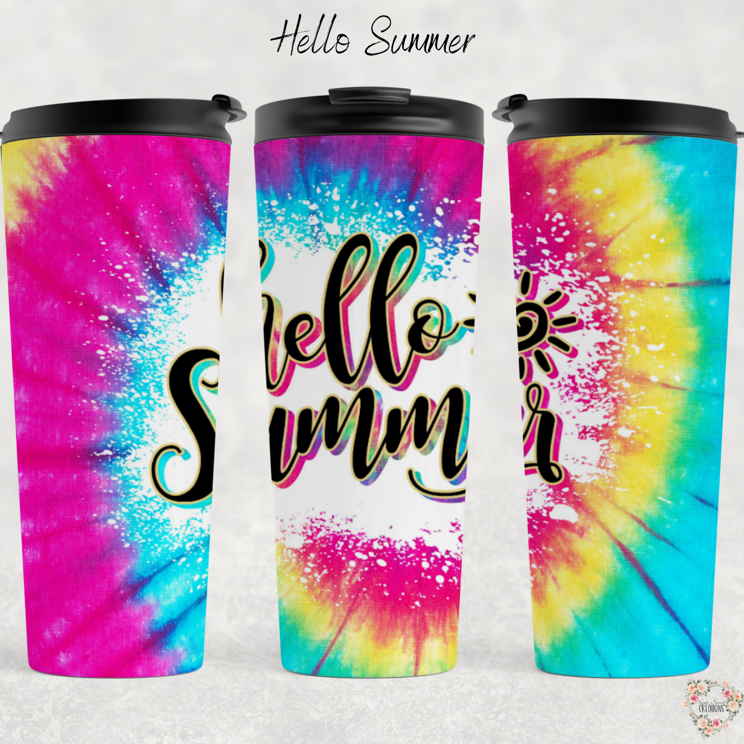 Hello Summer – Tie-Dye Sublimation Tumblers | Bright Summer Insulated Drinkware