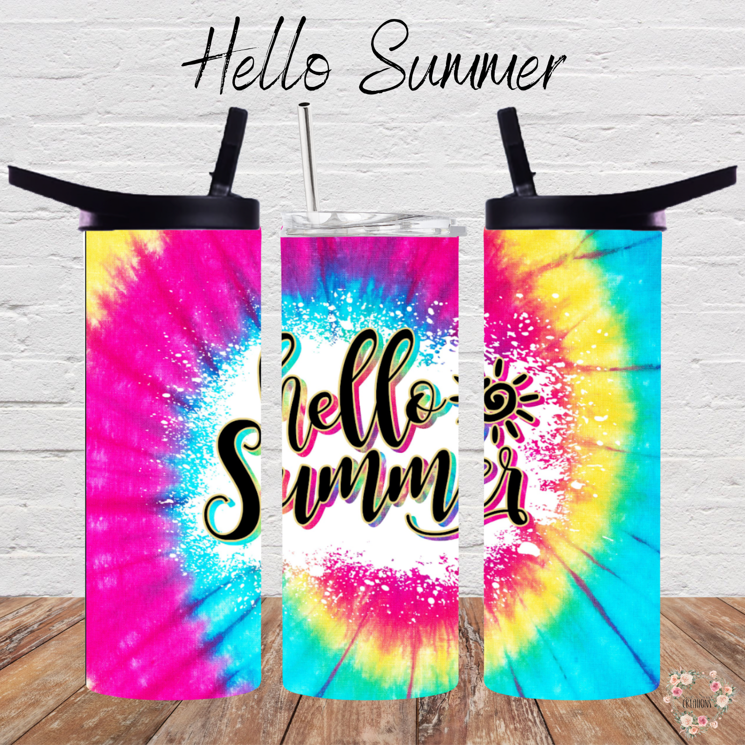 Hello Summer – Tie-Dye Sublimation Tumblers | Bright Summer Insulated Drinkware
