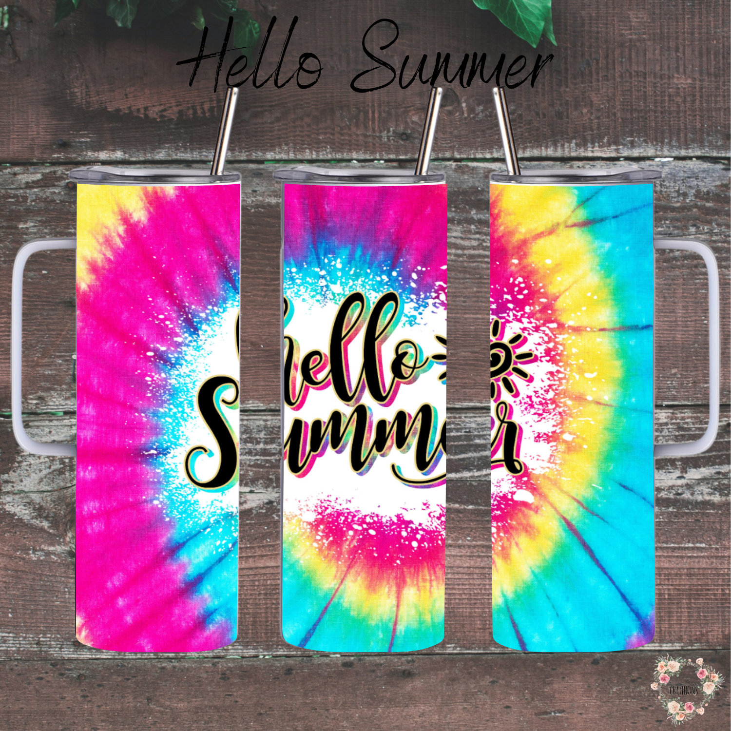 Hello Summer – Tie-Dye Sublimation Tumblers | Bright Summer Insulated Drinkware