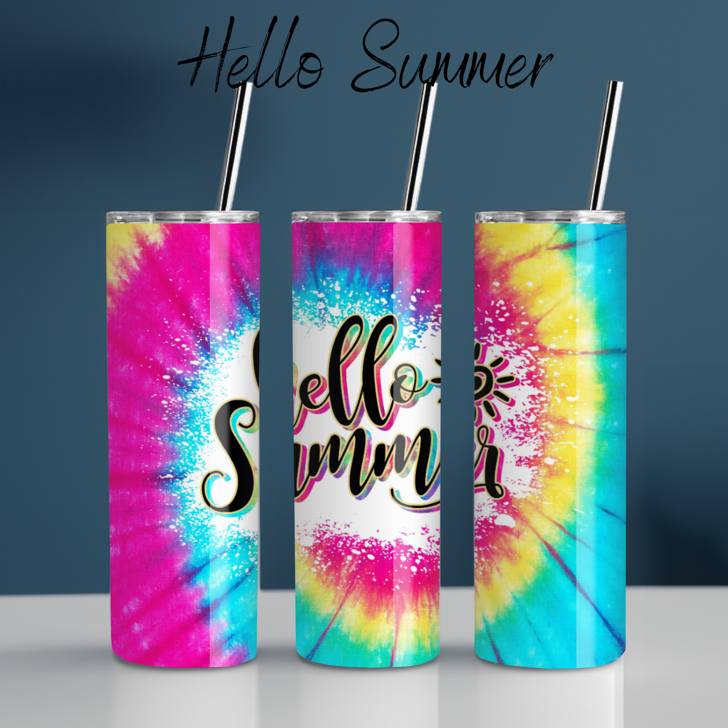 Hello Summer – Tie-Dye Sublimation Tumblers | Bright Summer Insulated Drinkware
