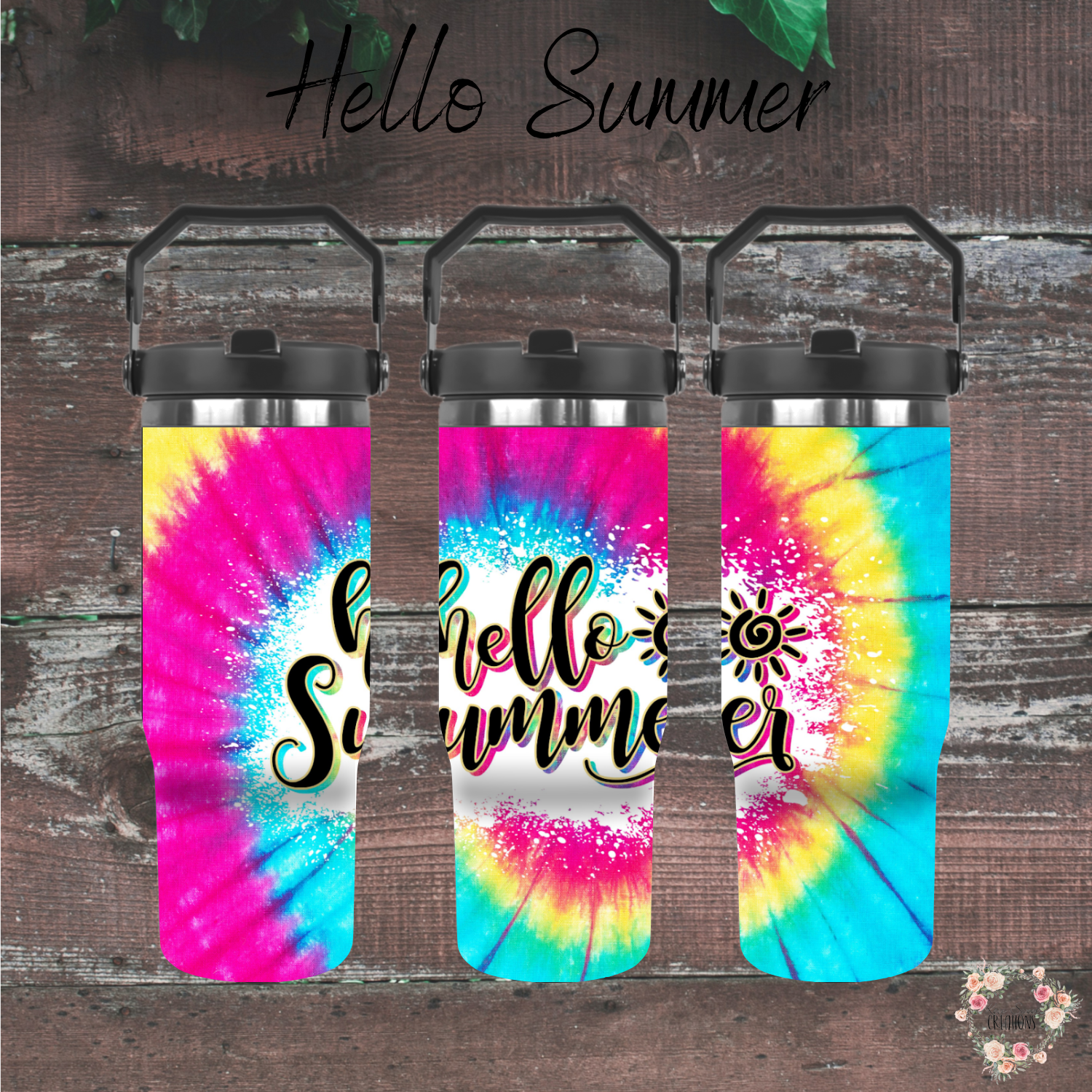 Hello Summer – Tie-Dye Sublimation Tumblers | Bright Summer Insulated Drinkware