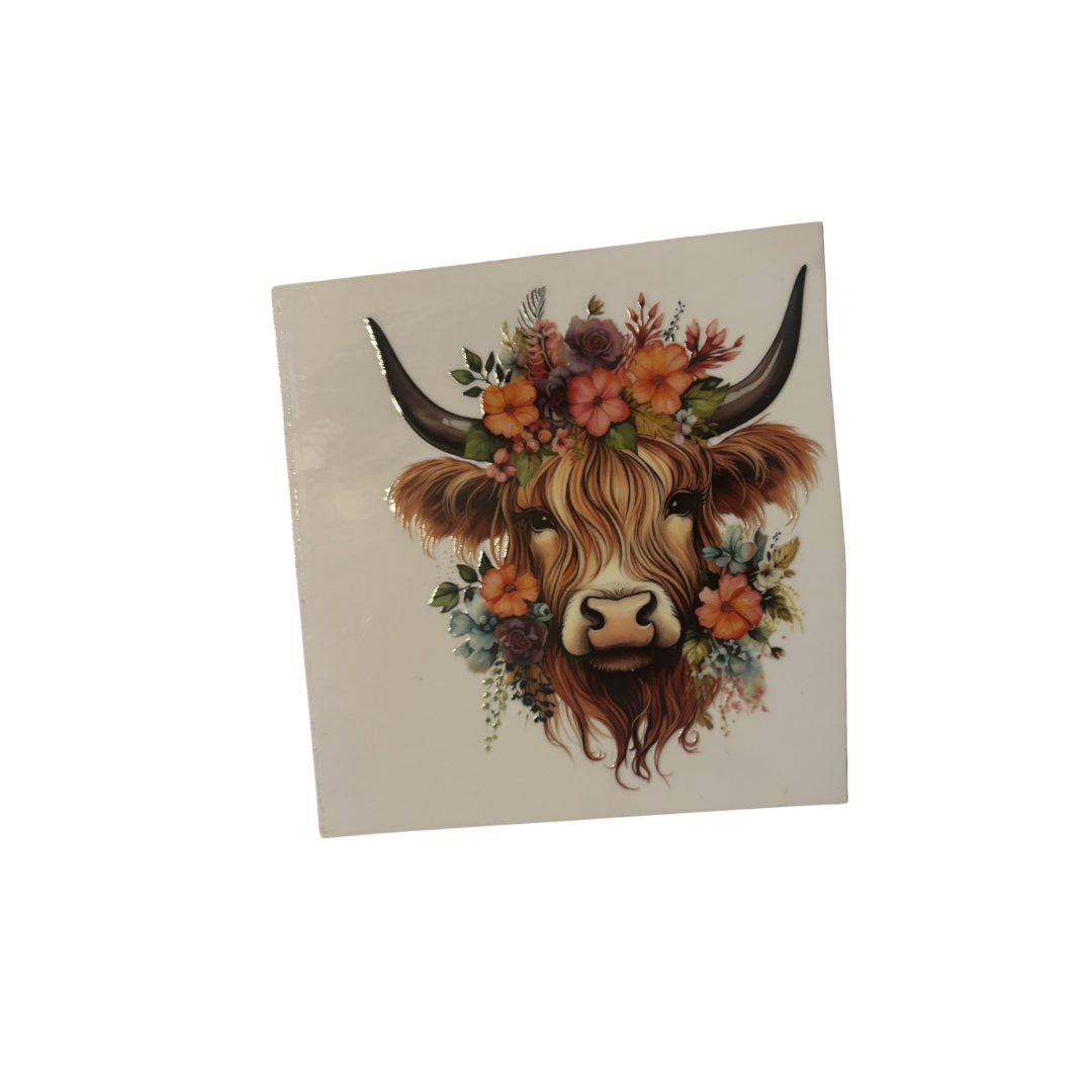 Highland Cow Boho DTF - Decal