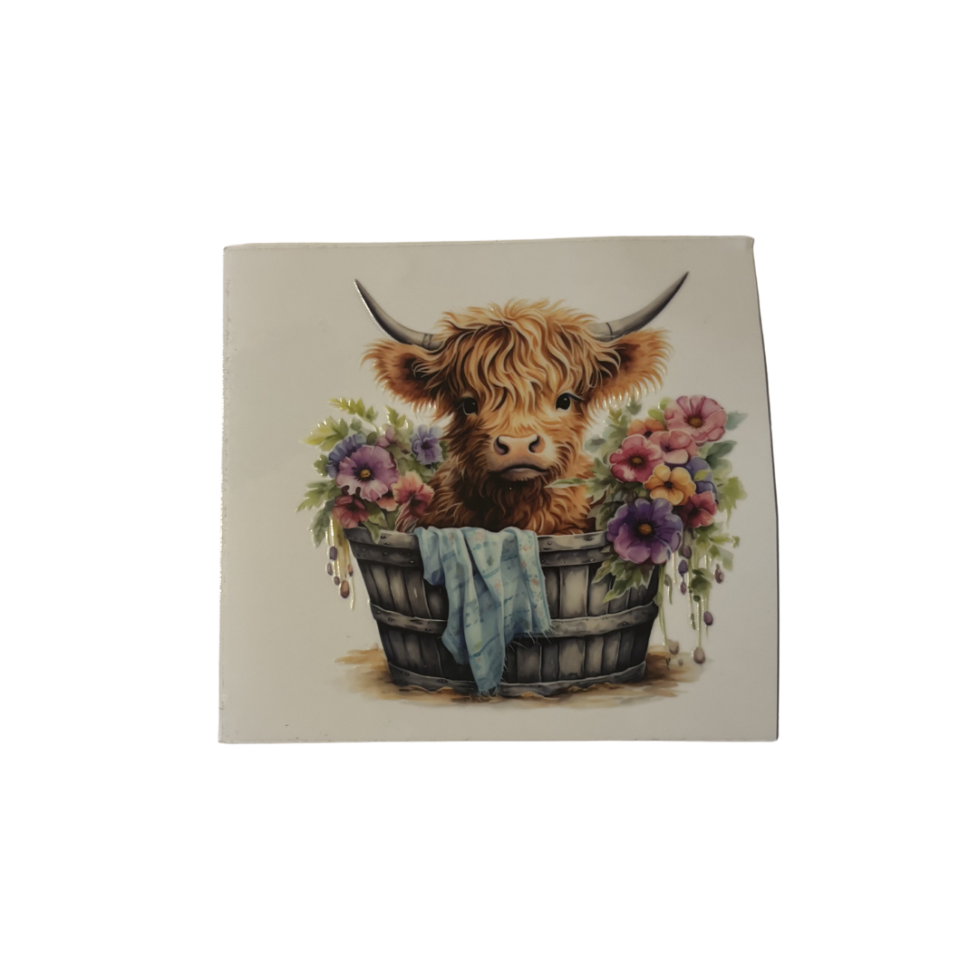 Highland Cow Tub DTF - Decal