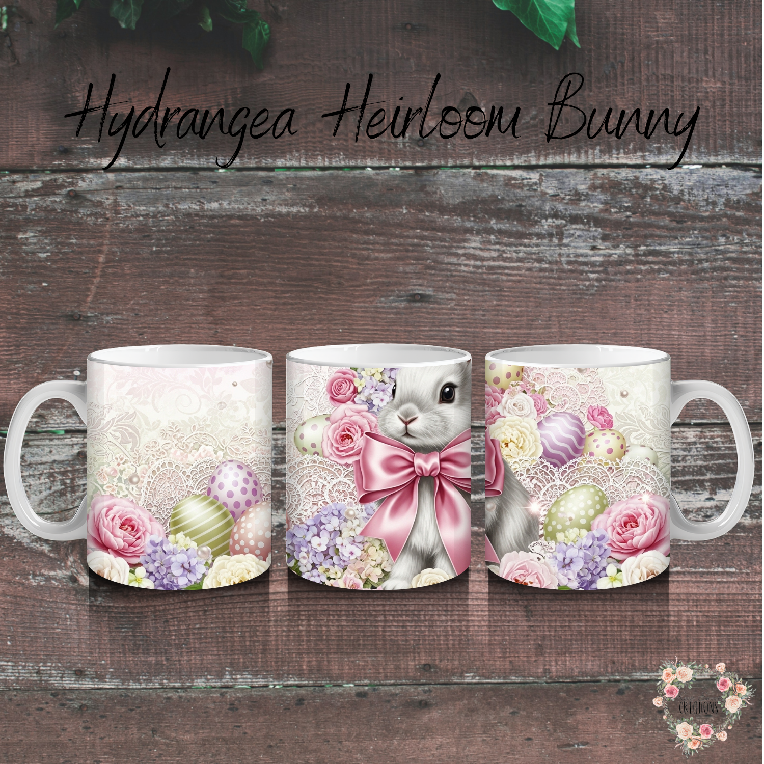 Hydrangea Heirloom Bunny Tumbler | Vintage Floral Easter Cup
