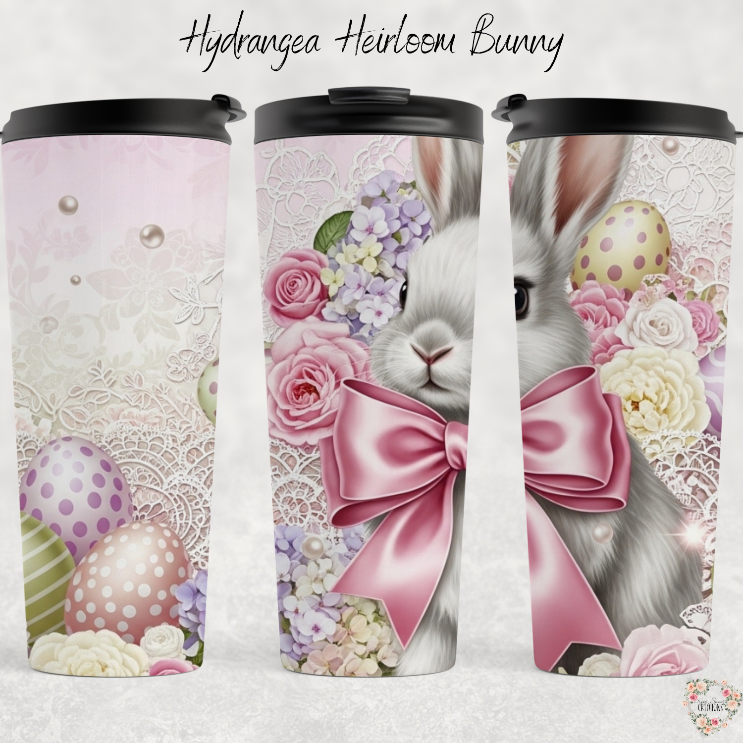 Hydrangea Heirloom Bunny Tumbler | Vintage Floral Easter Cup