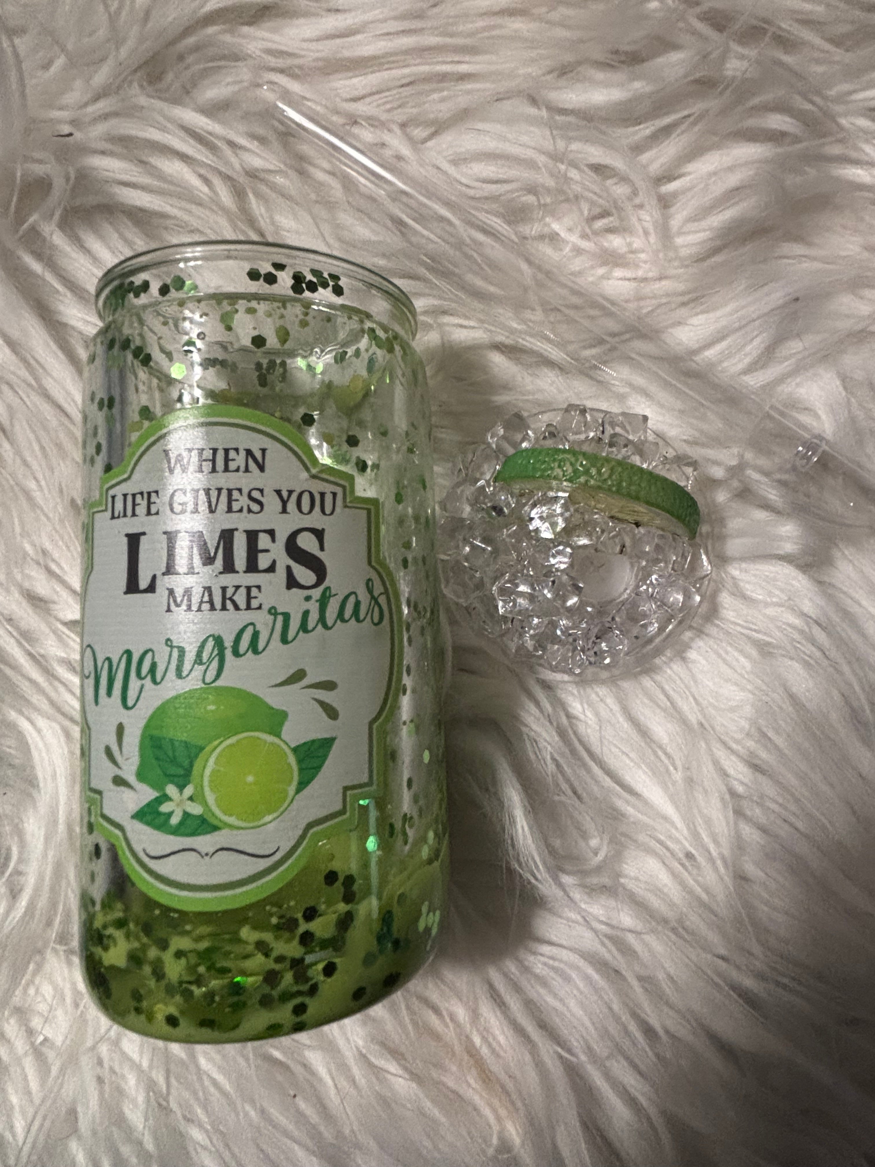 Lime Margarita Snowglobe Tumbler | 14 oz Double Wall Cocktail Cup