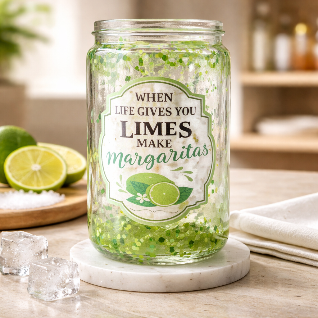 Lime Margarita Snowglobe Tumbler | 14 oz Double Wall Cocktail Cup