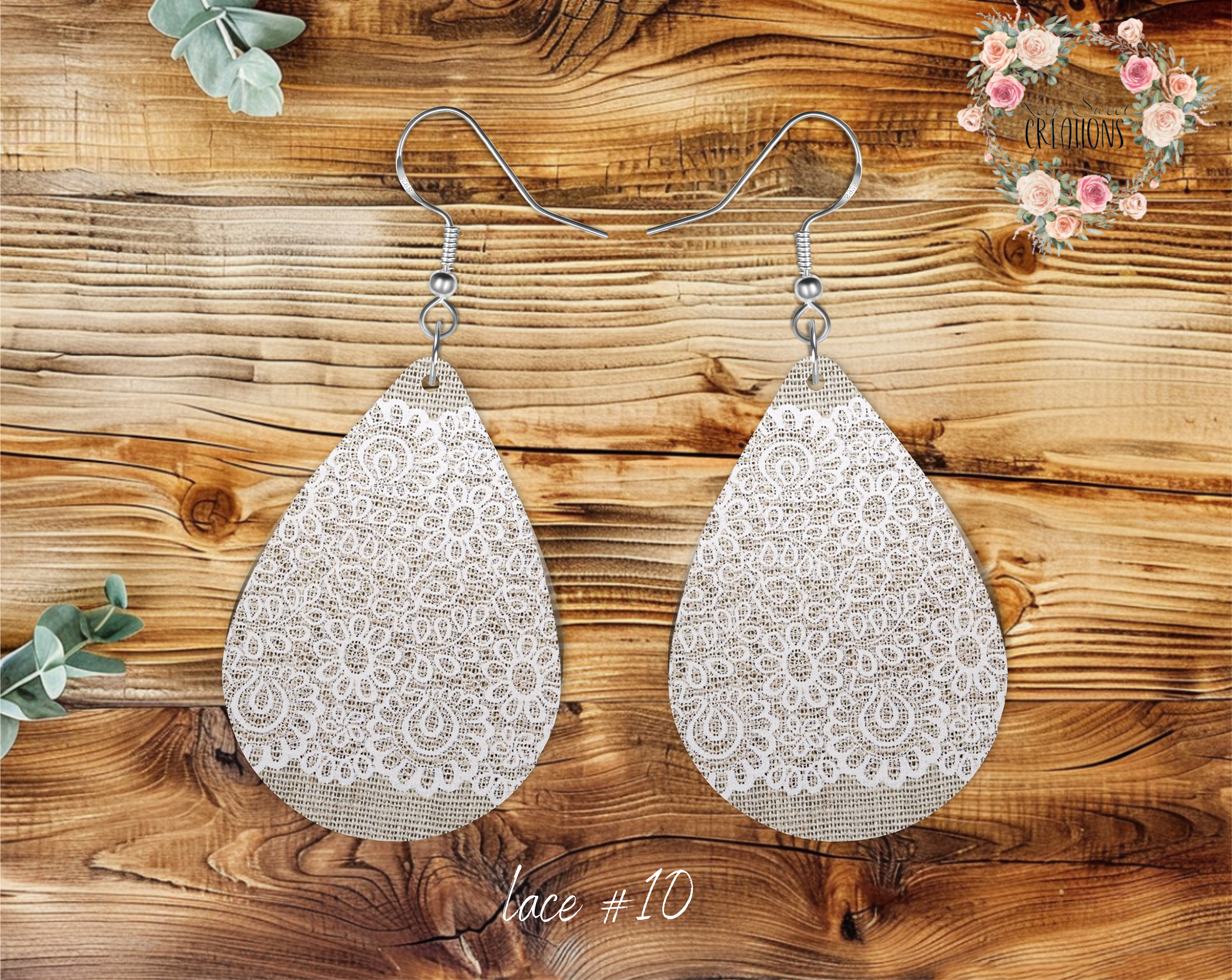 Lace & Gray Teardrop Earrings – Elegant & Timeless Style