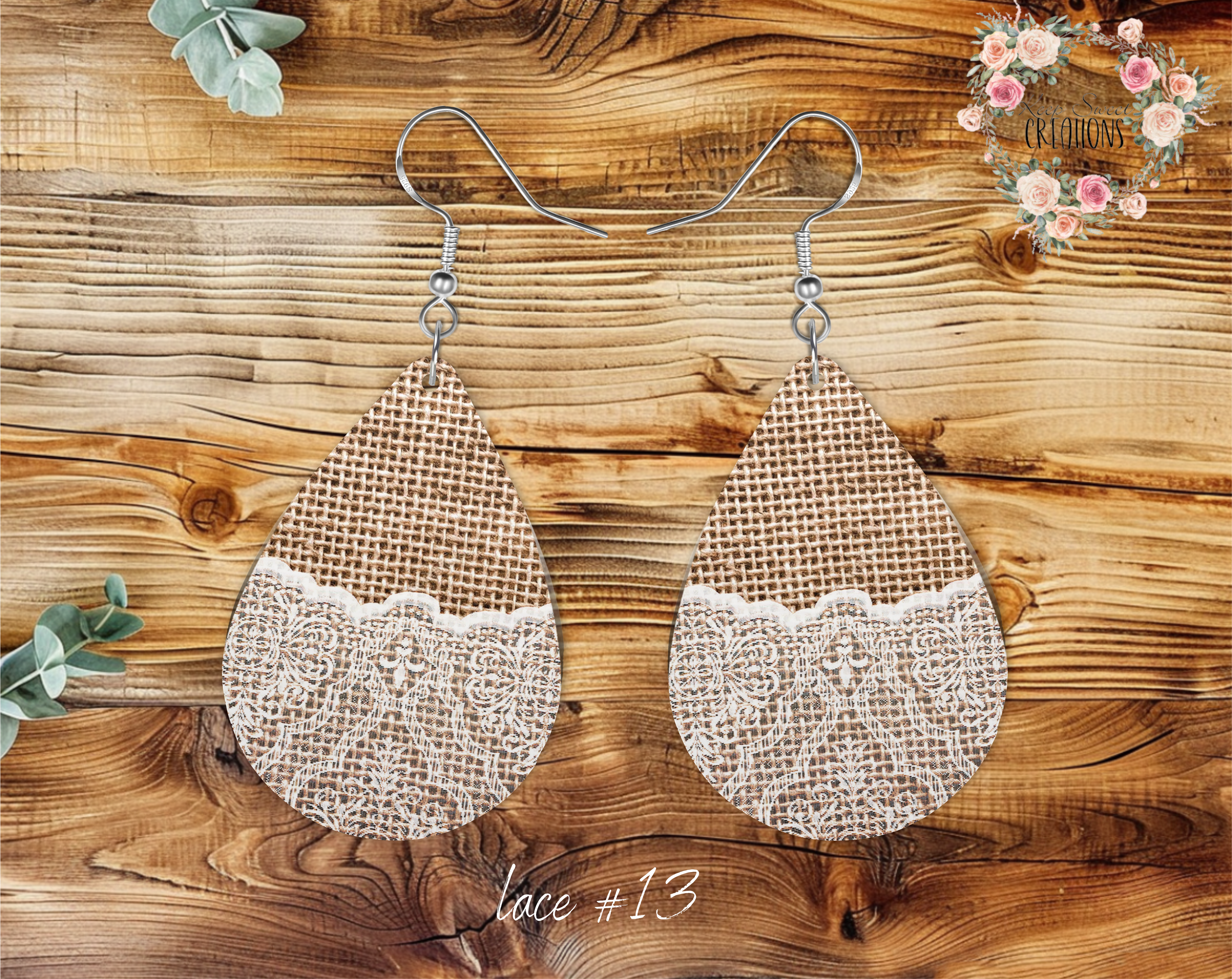 Lace & Gray Teardrop Earrings – Elegant & Timeless Style