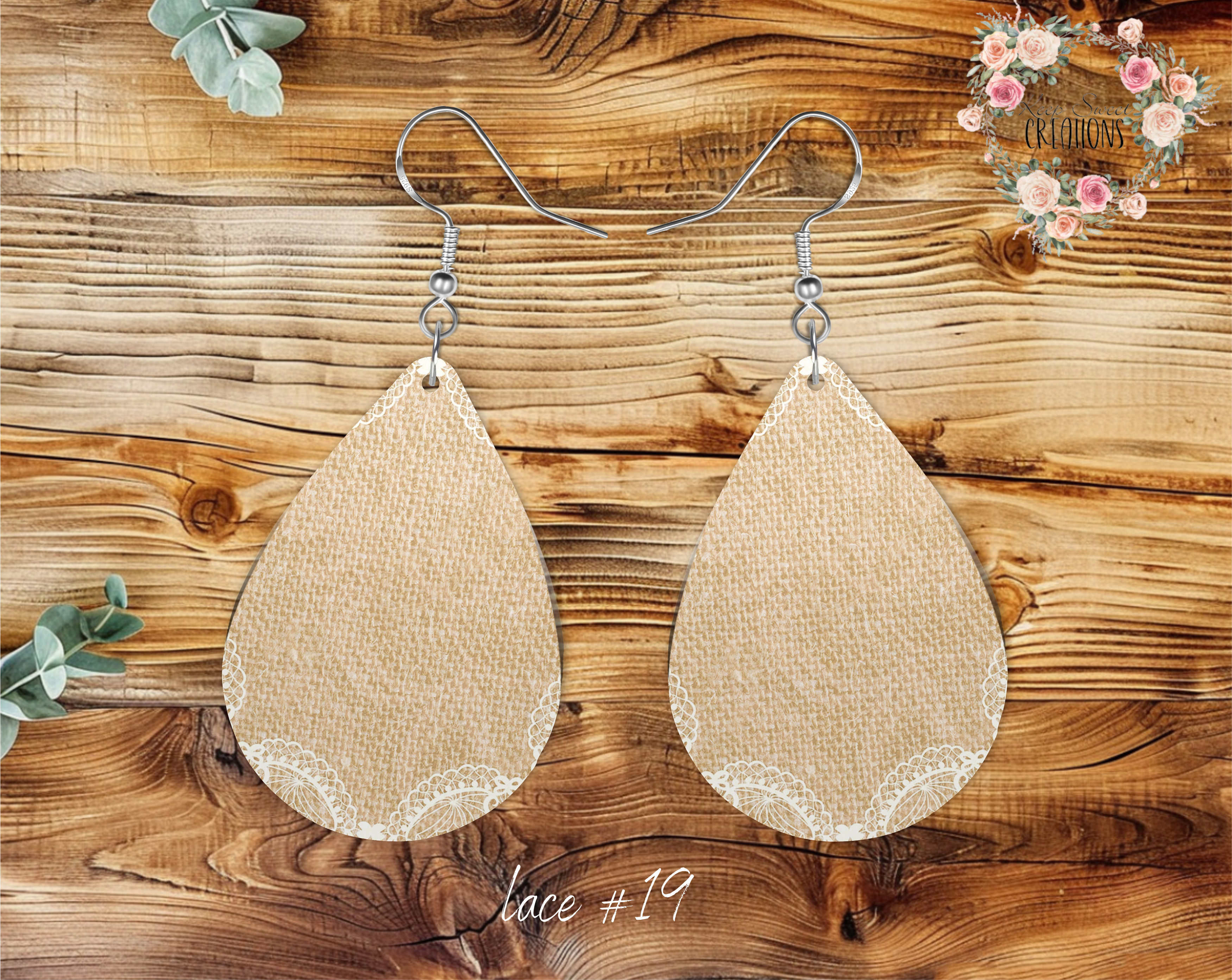 Lace & Gray Teardrop Earrings – Elegant & Timeless Style