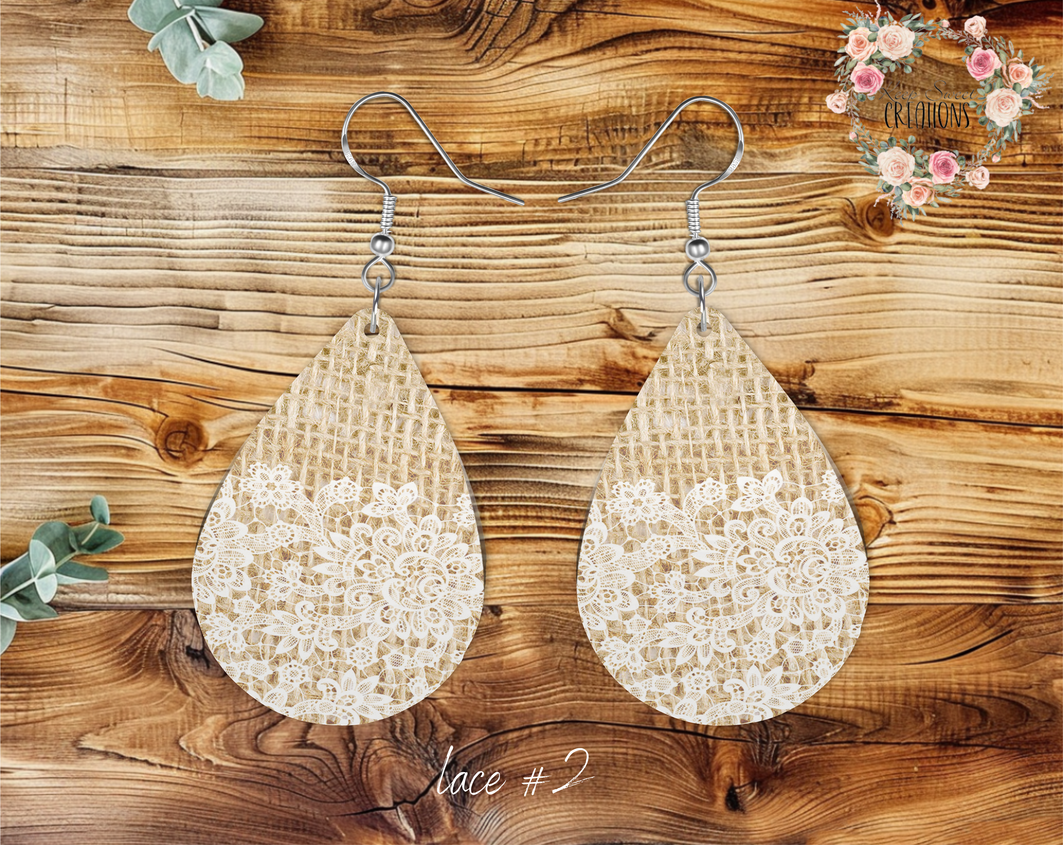 Lace & Gray Teardrop Earrings – Elegant & Timeless Style