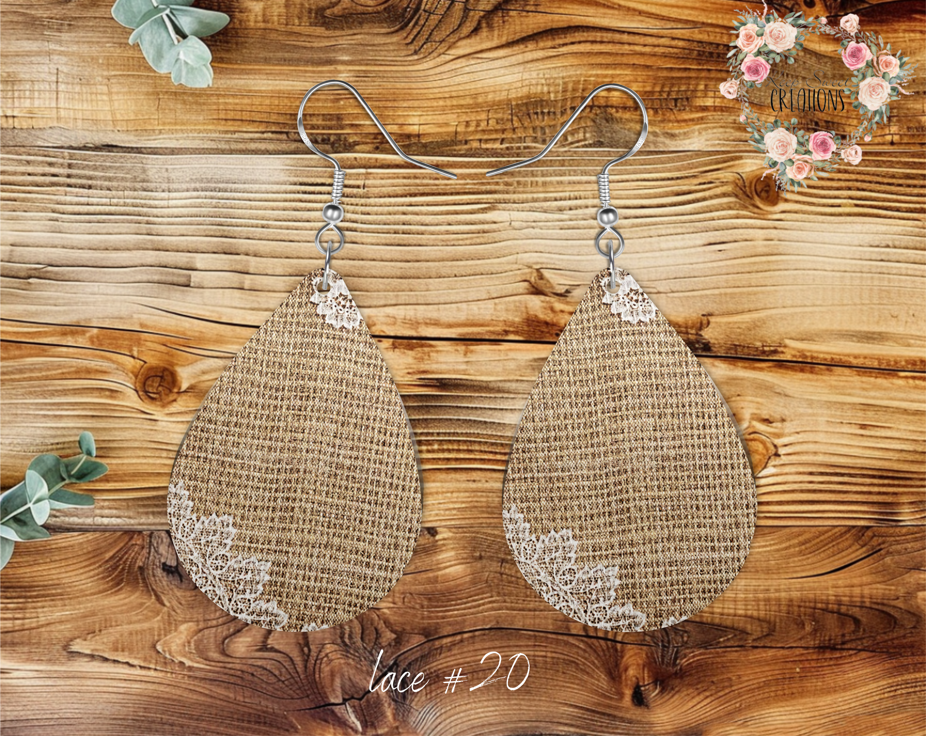 Lace & Gray Teardrop Earrings – Elegant & Timeless Style