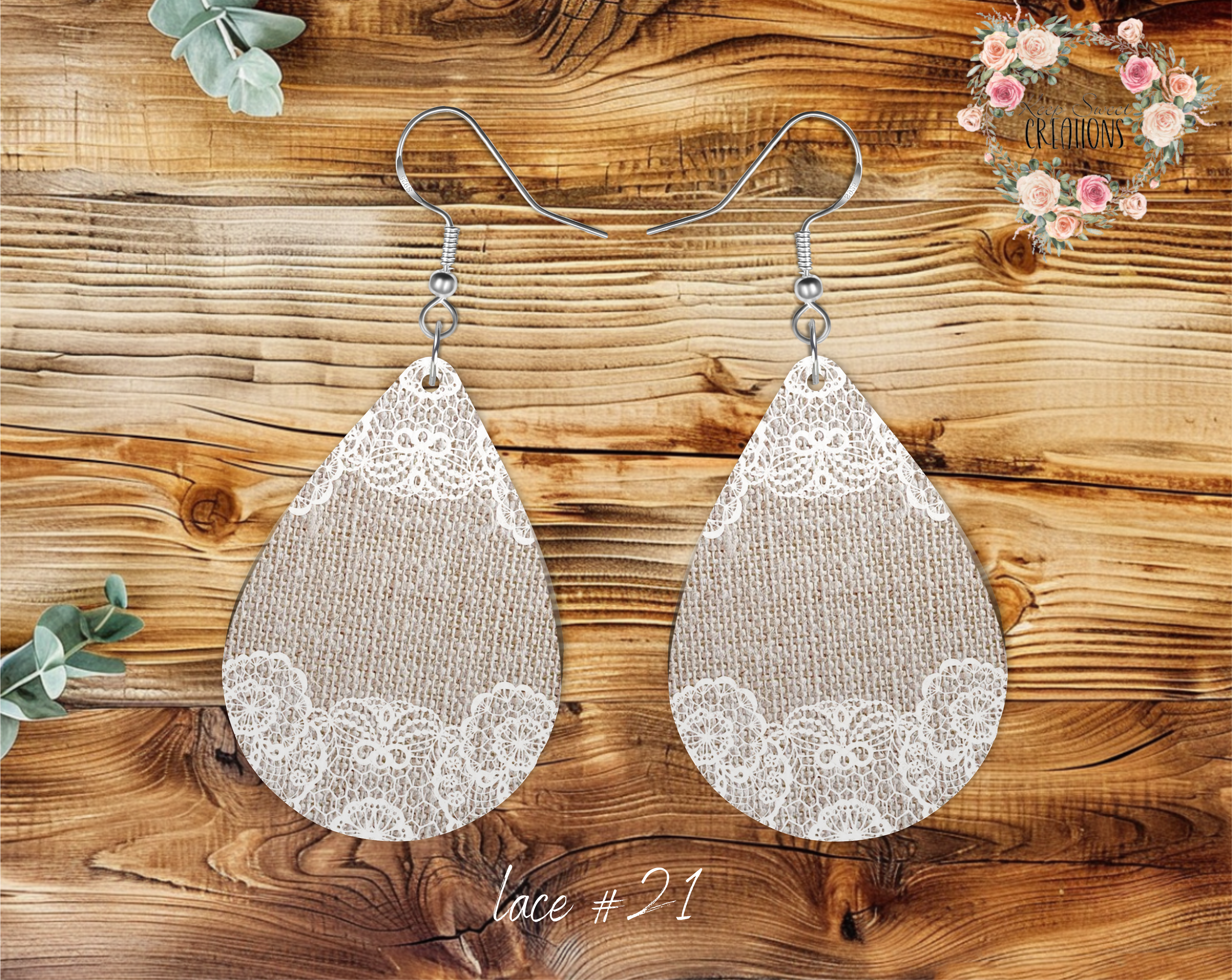 Lace & Gray Teardrop Earrings – Elegant & Timeless Style