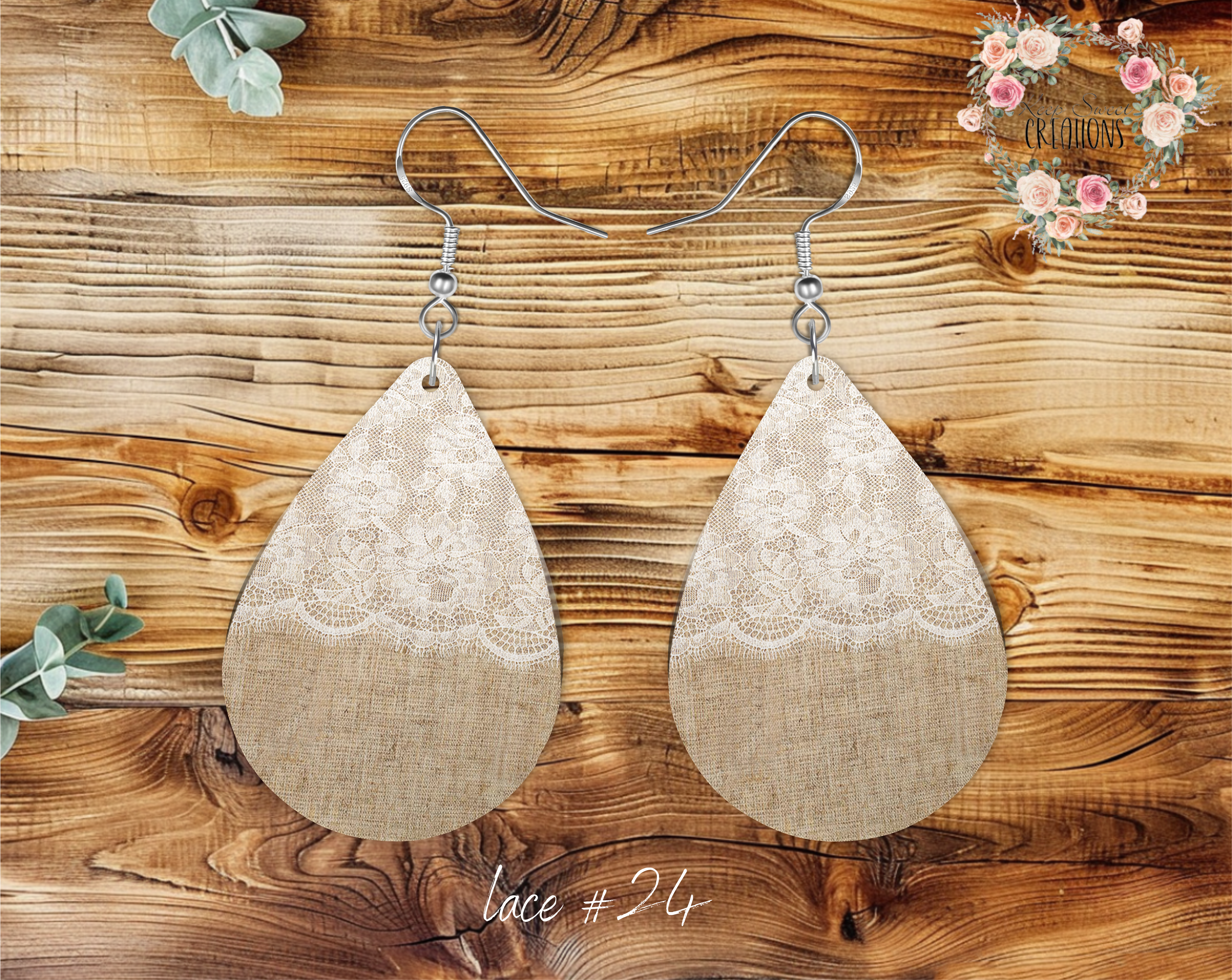 Lace & Gray Teardrop Earrings – Elegant & Timeless Style