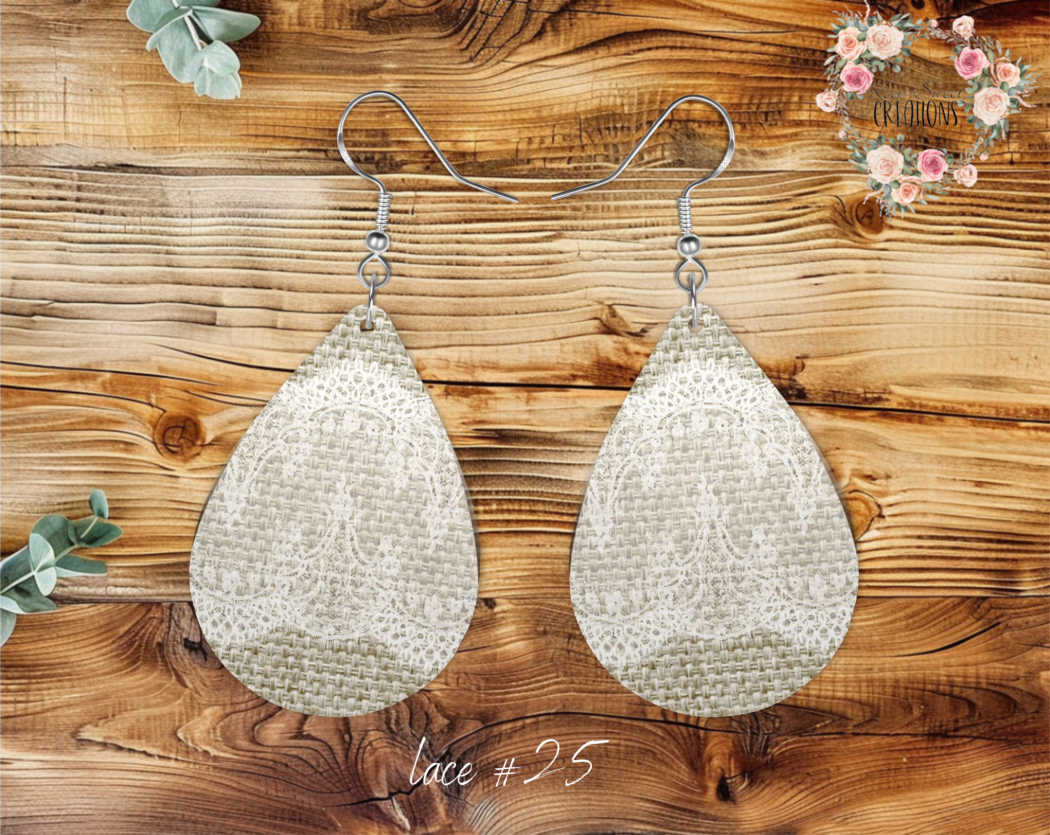 Lace & Gray Teardrop Earrings – Elegant & Timeless Style