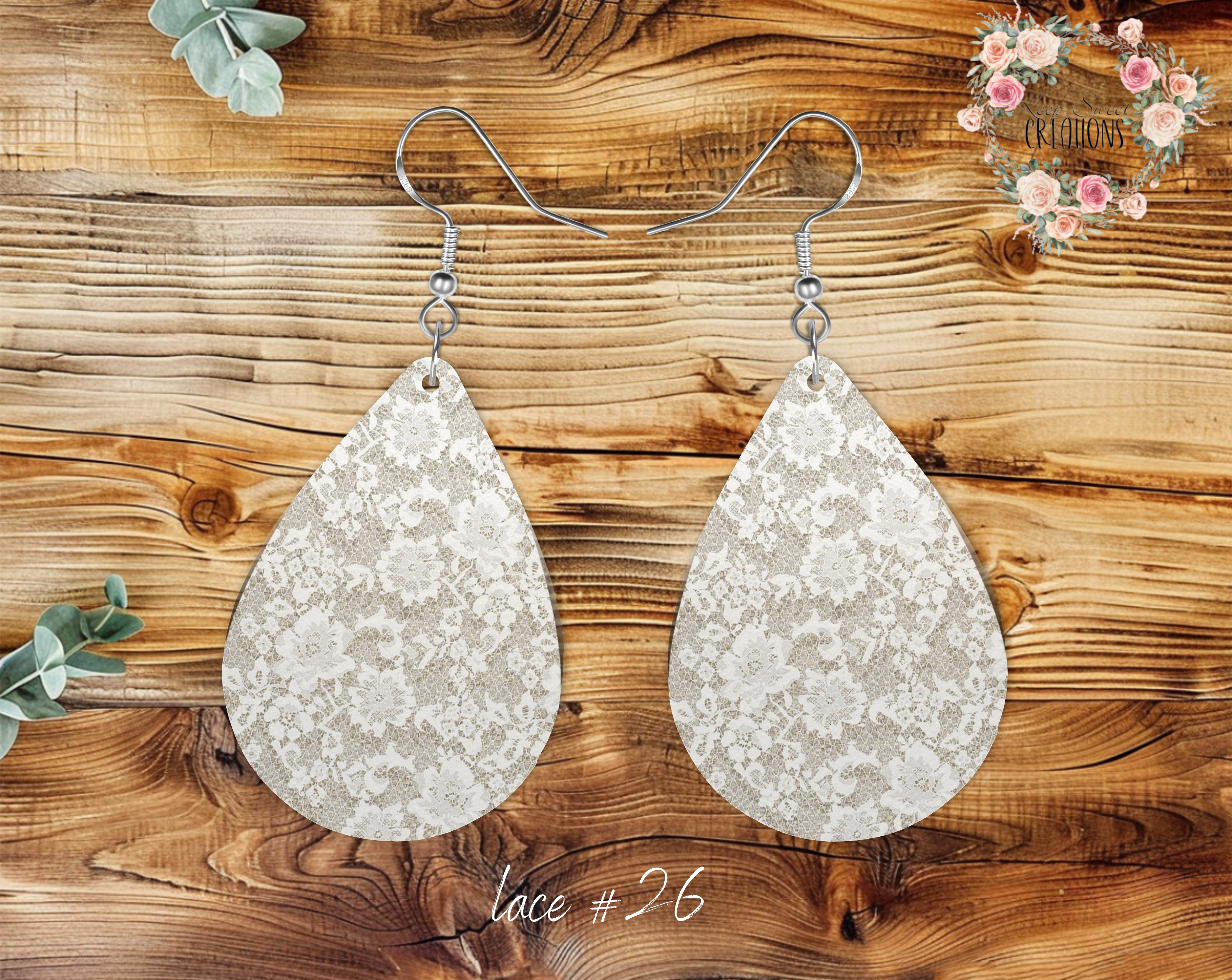 Lace & Gray Teardrop Earrings – Elegant & Timeless Style