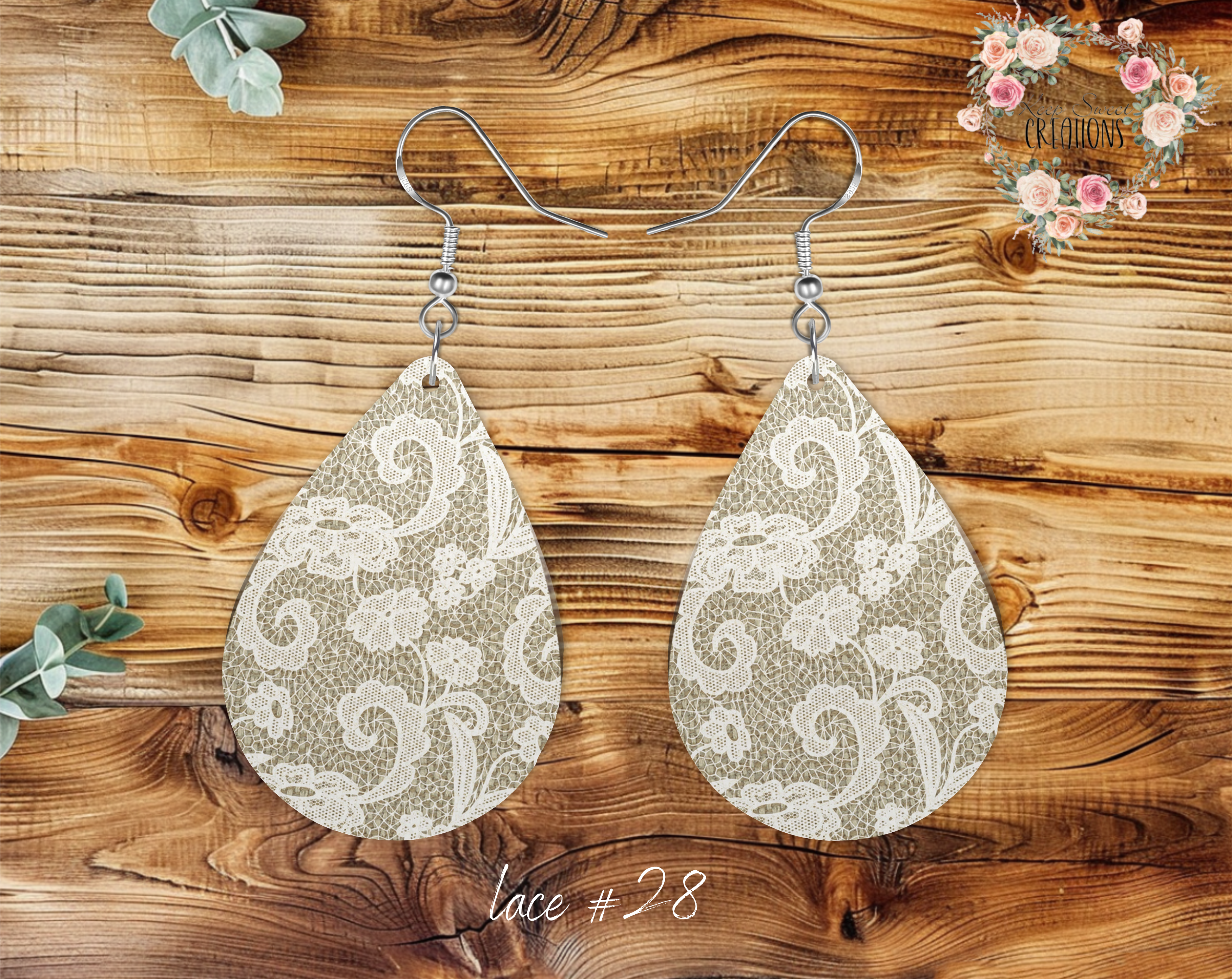 Lace & Gray Teardrop Earrings – Elegant & Timeless Style
