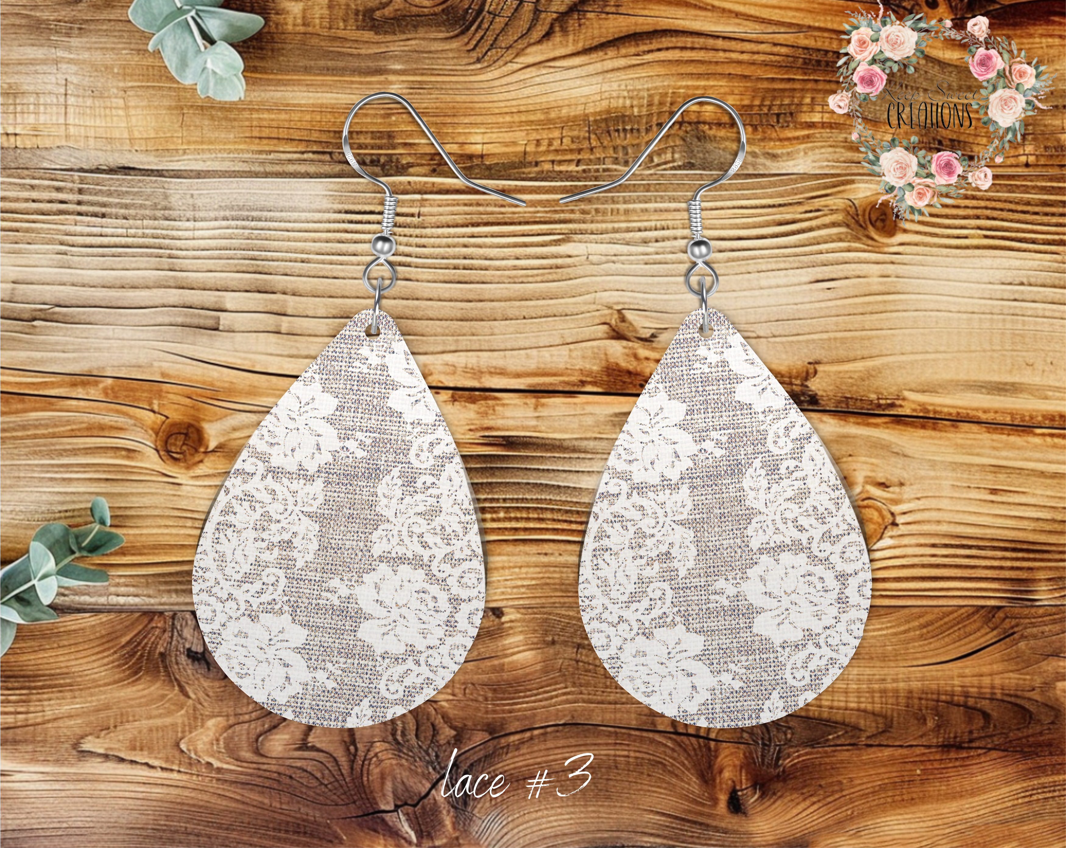 Lace & Gray Teardrop Earrings – Elegant & Timeless Style
