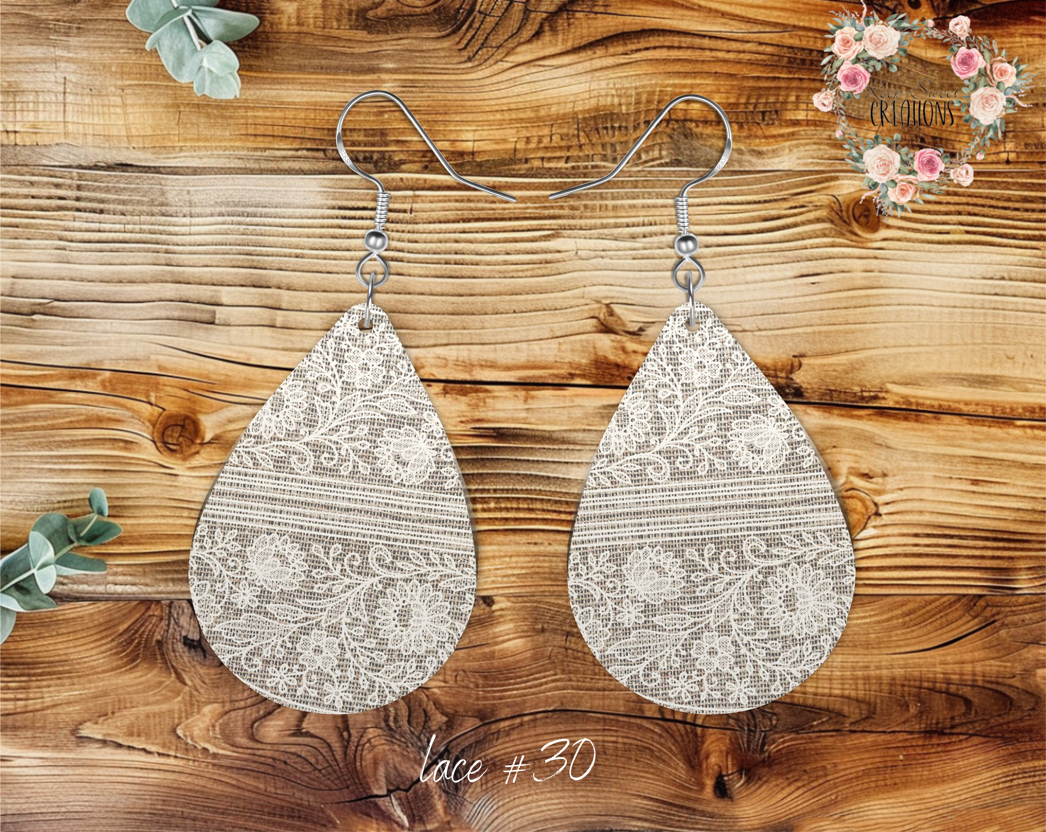 Lace & Gray Teardrop Earrings – Elegant & Timeless Style