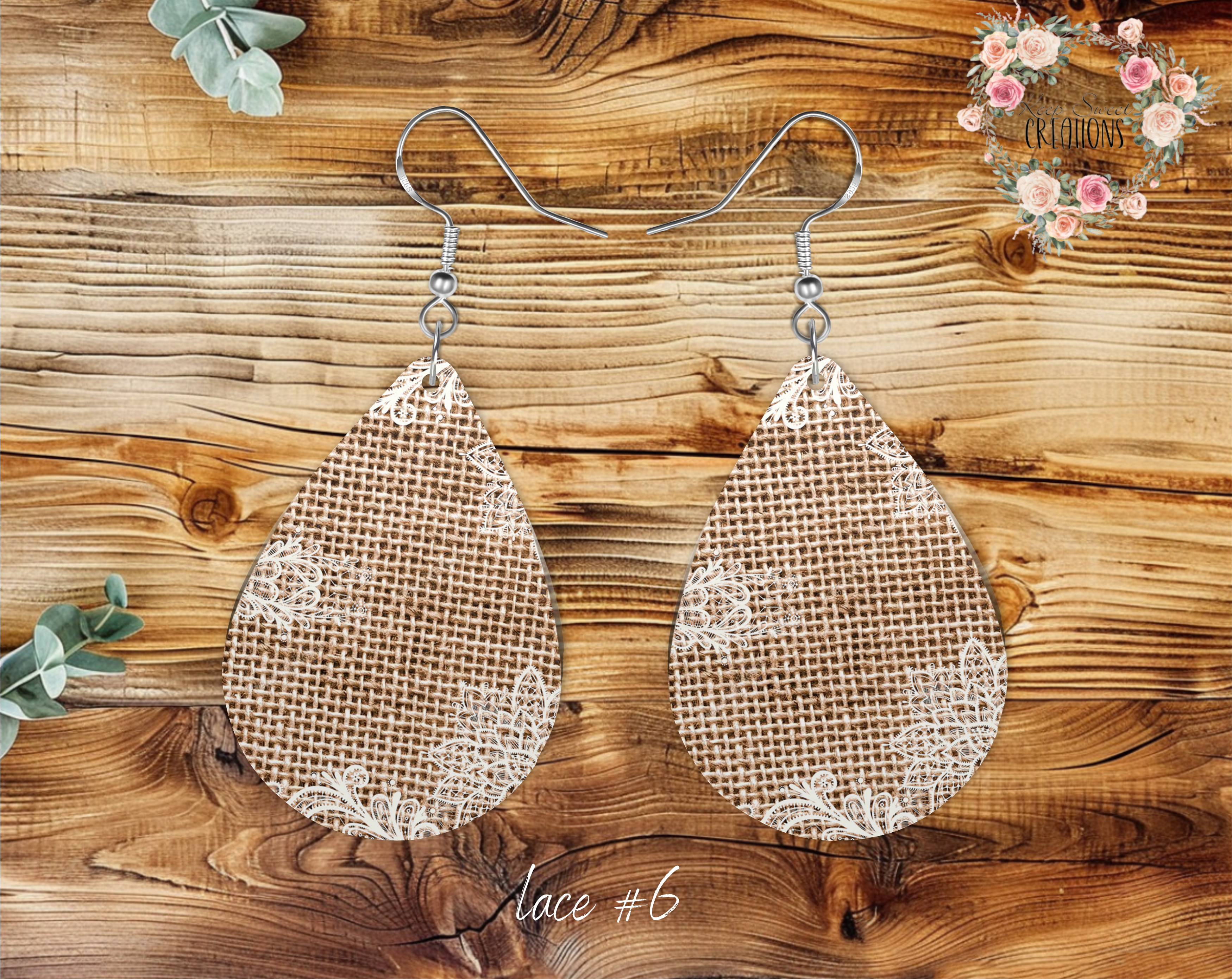 Lace & Gray Teardrop Earrings – Elegant & Timeless Style