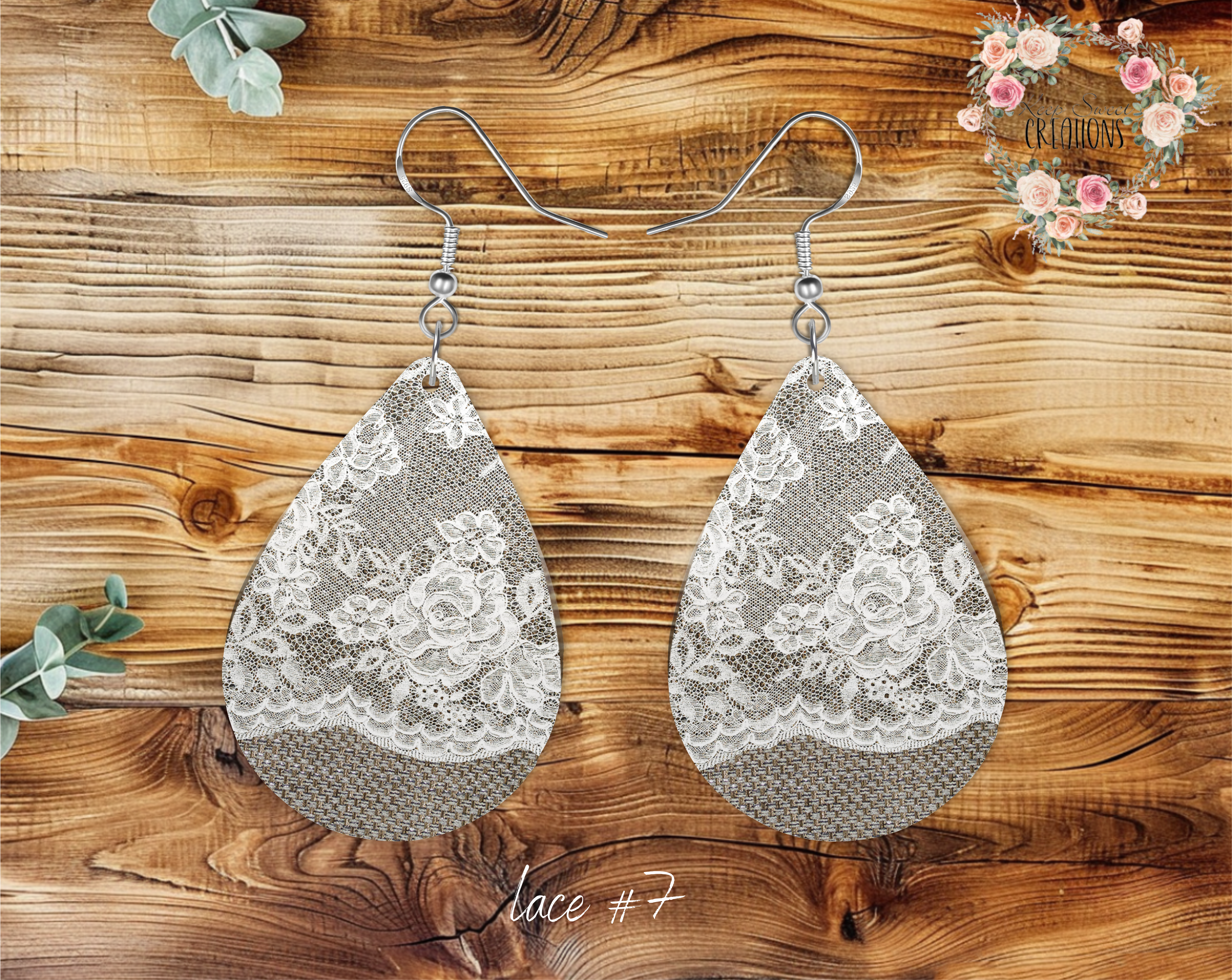 Lace & Gray Teardrop Earrings – Elegant & Timeless Style
