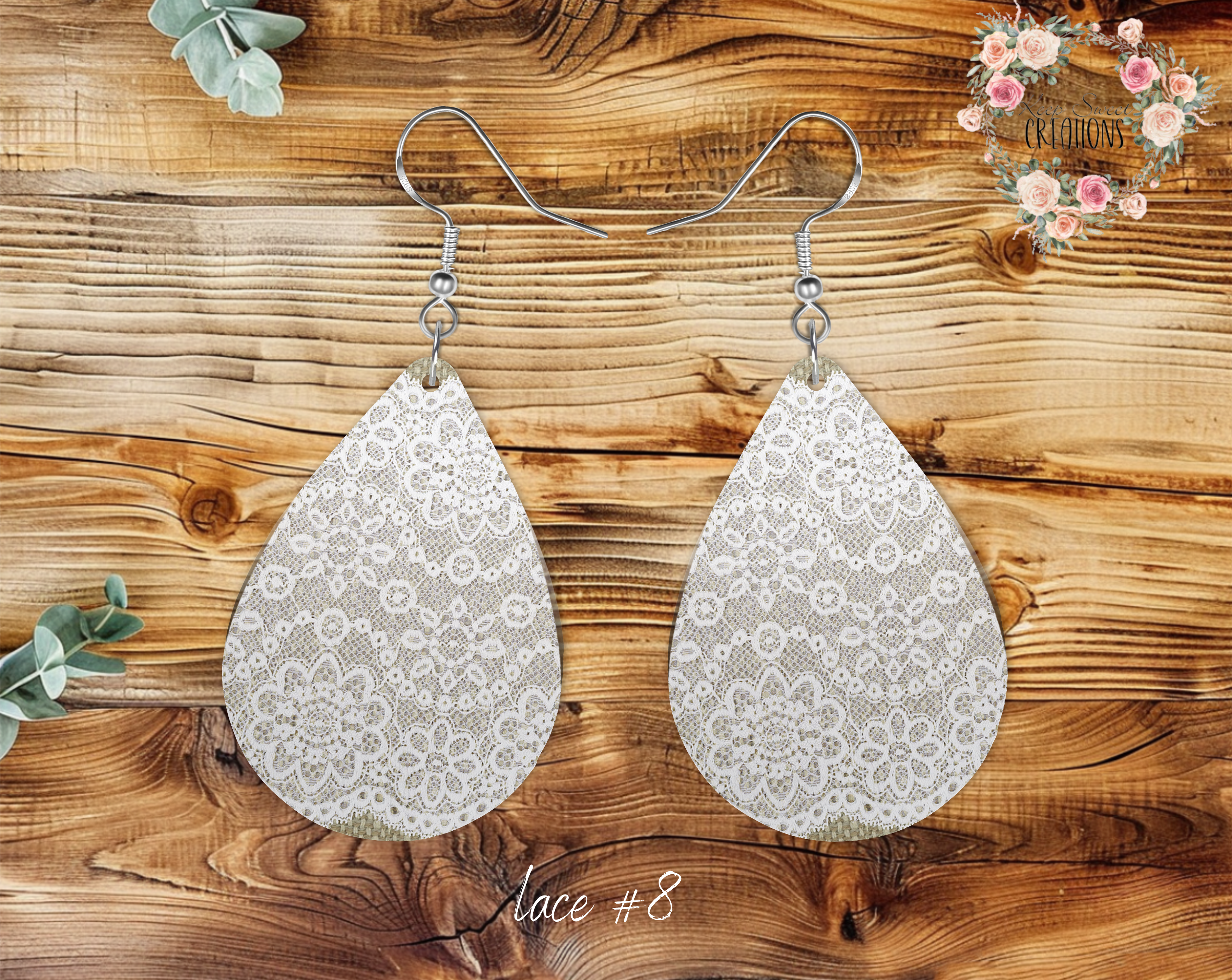 Lace & Gray Teardrop Earrings – Elegant & Timeless Style