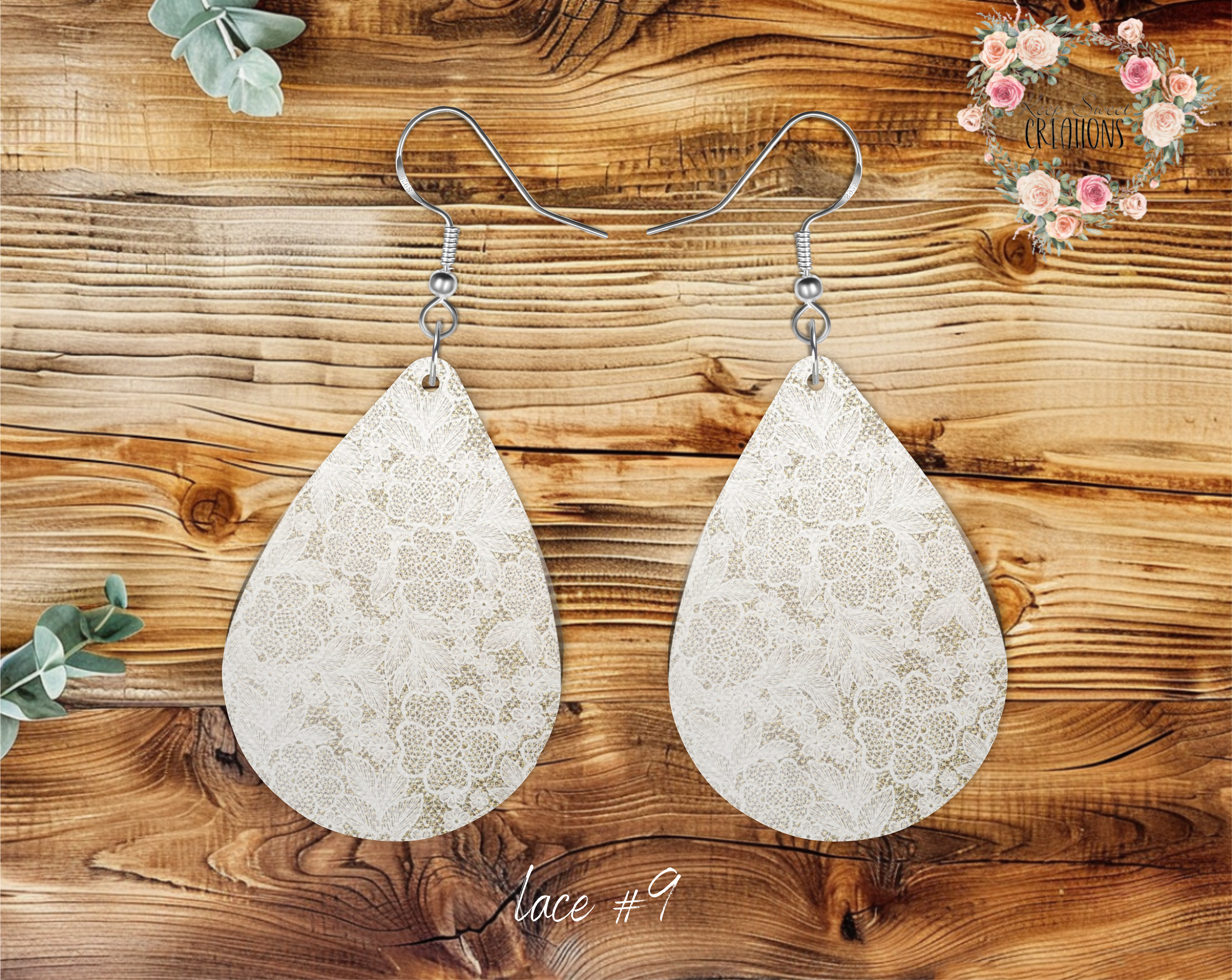 Lace & Gray Teardrop Earrings – Elegant & Timeless Style