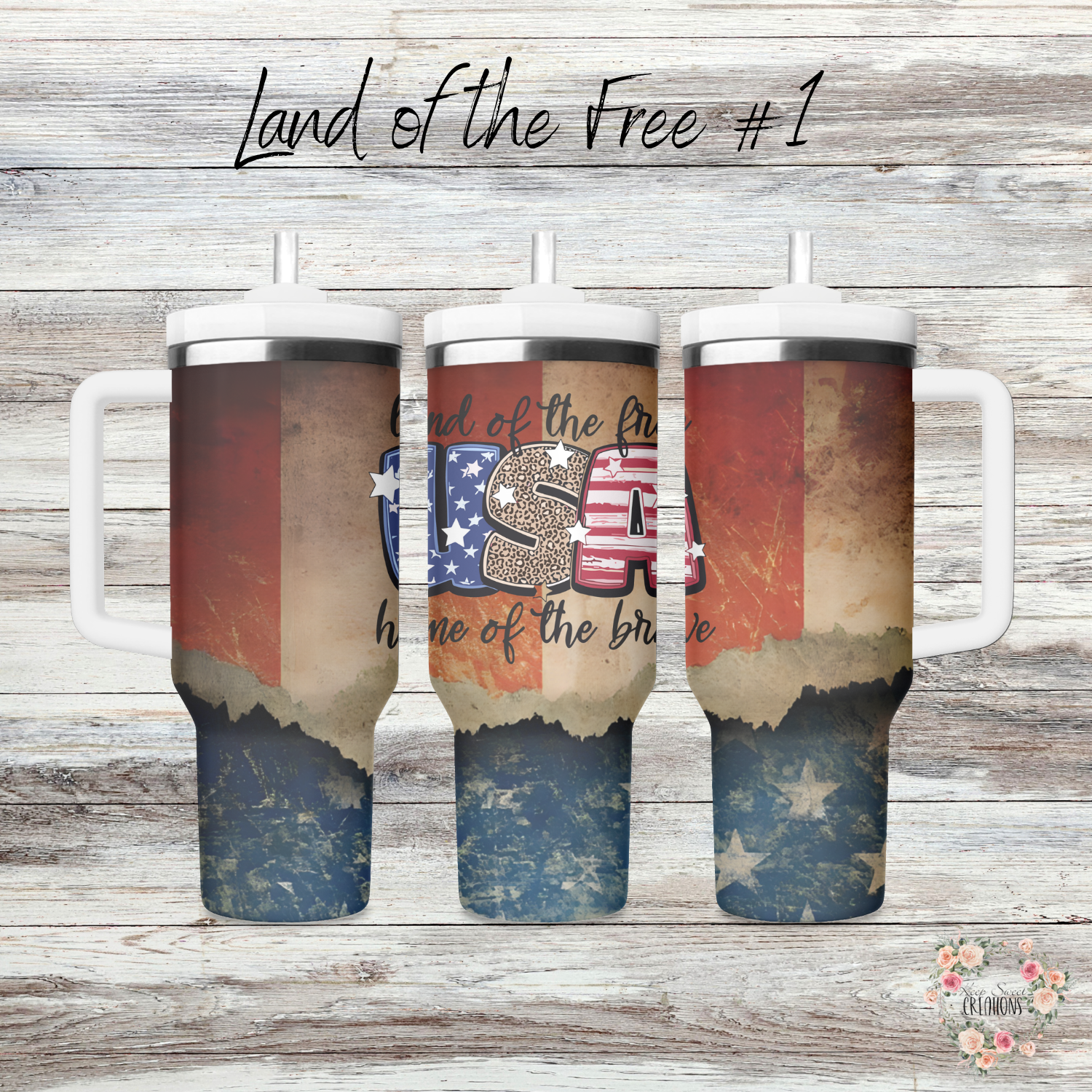 🏞️ Land of the Free #1 – A scenic rustic flag background with a tribute to the home of the brave. ❤️💙