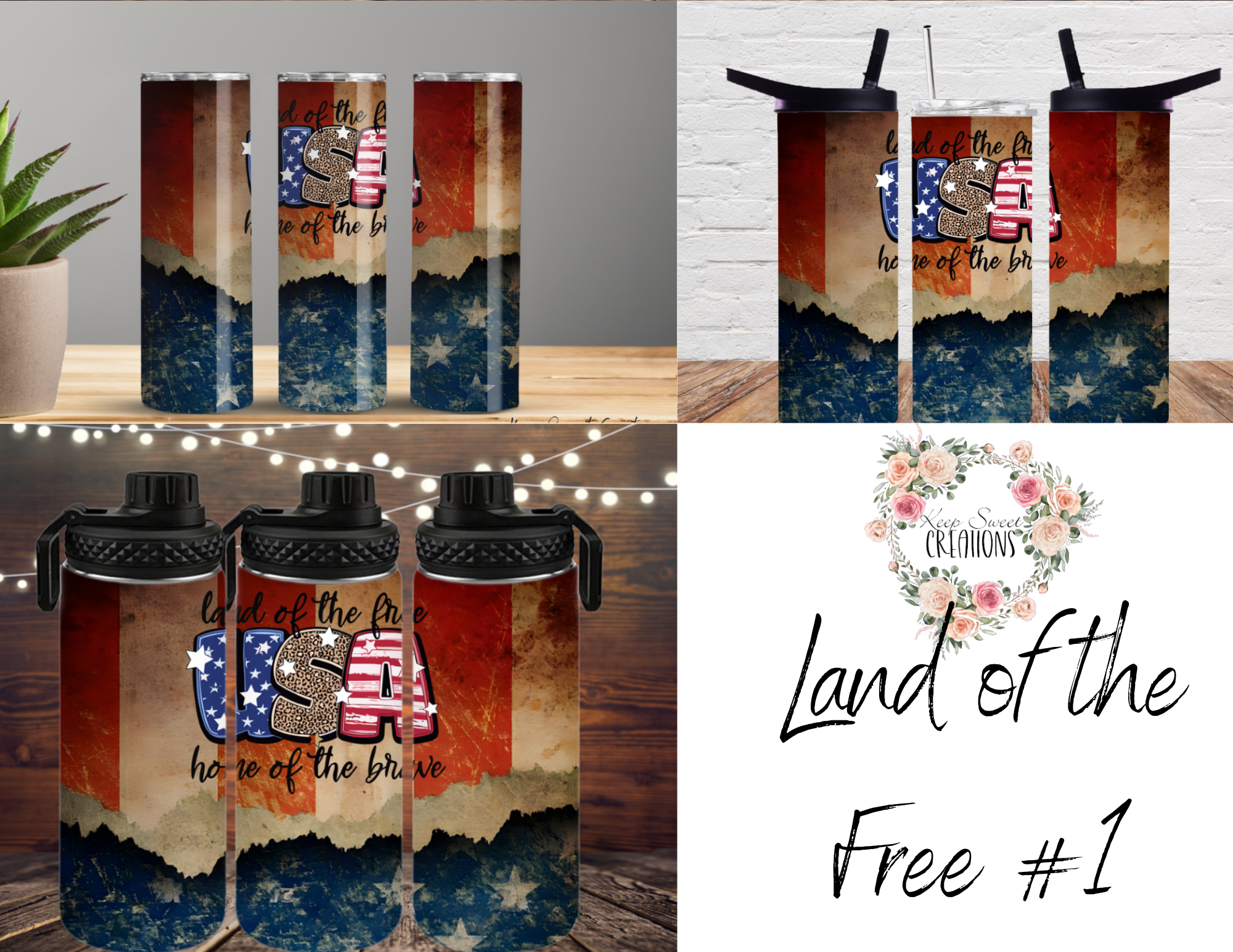 🏞️ Land of the Free #1 – A scenic rustic flag background with a tribute to the home of the brave. ❤️💙